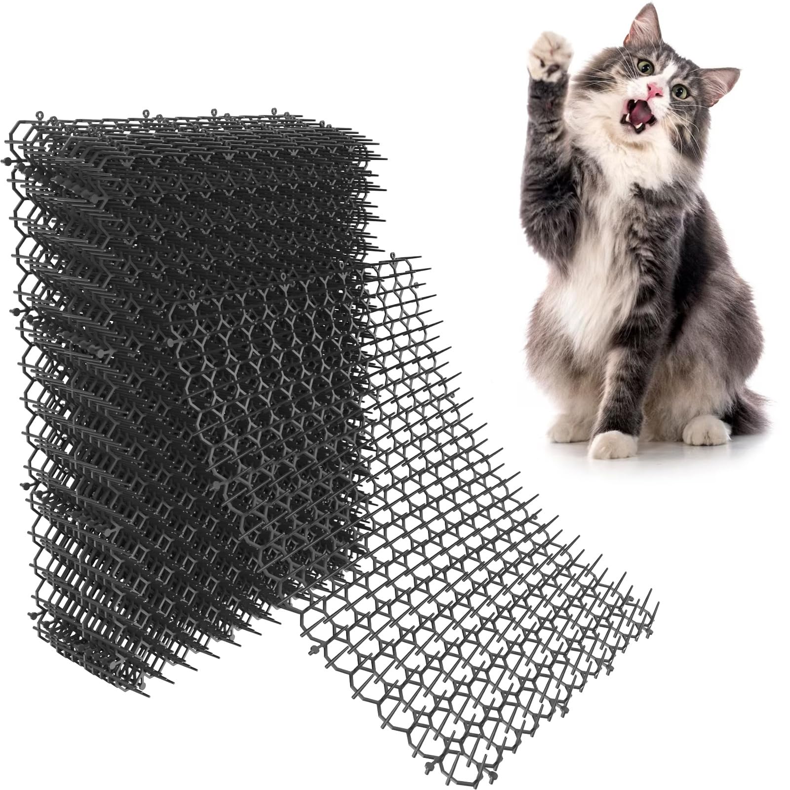 OCEANPAX 16 X 13 Inch Scat Mat for Cats, 12 Pack Cat Scat Mat with Spikes - Indoor/Outdoor Pet Deterrent Solution for Plants, Fu