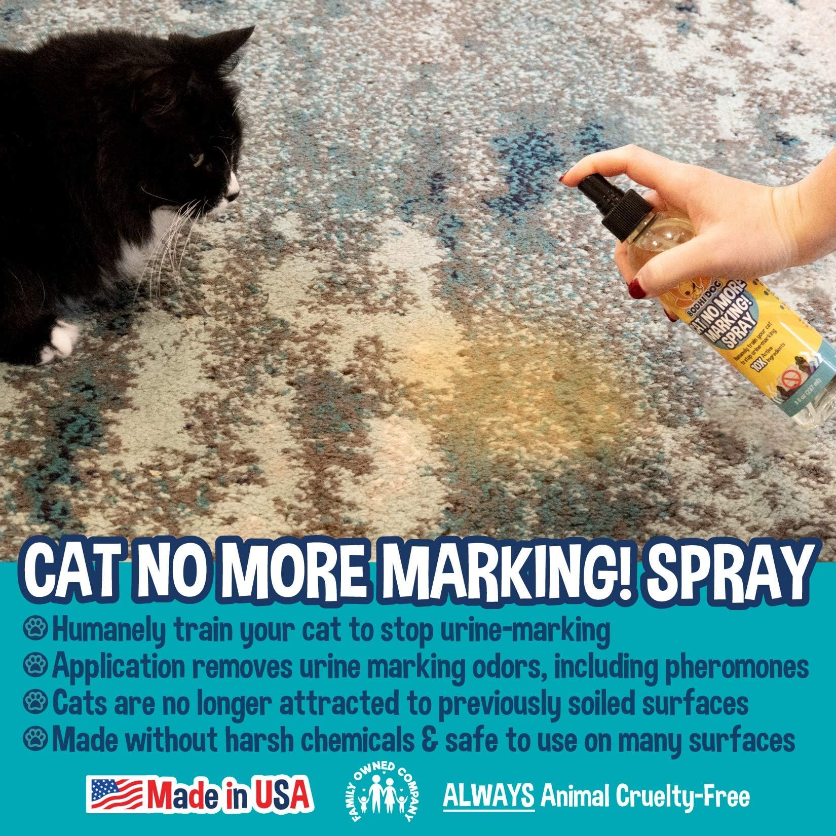 Bodhi Dog Cat No More Marking! Spray - Indoors & Outdoors Cat Urination Deterrent - Neutralizes Strong Odors from Marking - Pet-