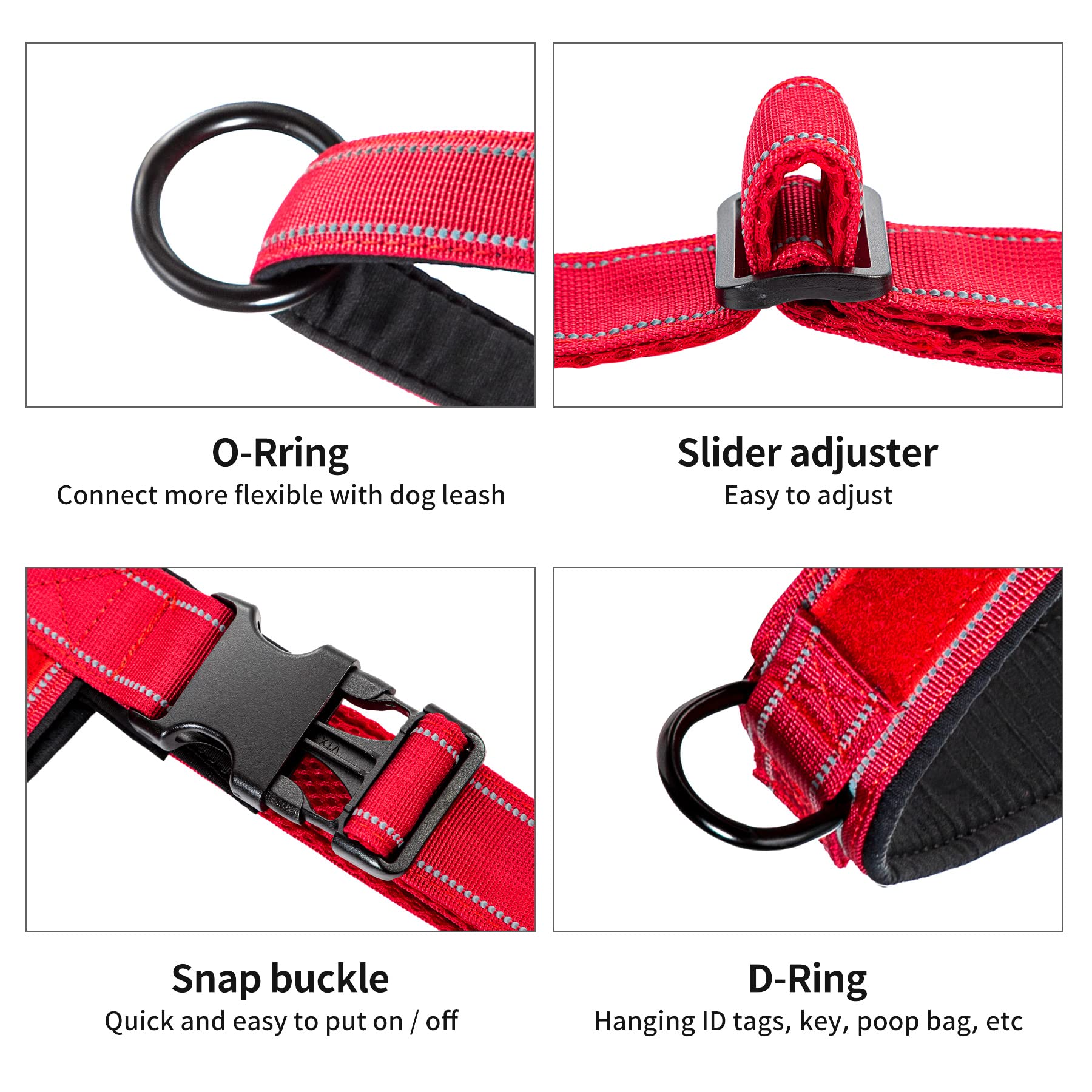 Annchwool No Pull Dog Harness with Soft Padded Handle,Reflective Strip Escape Proof and Quick Fit to Adjust Dog Harness,Easy for