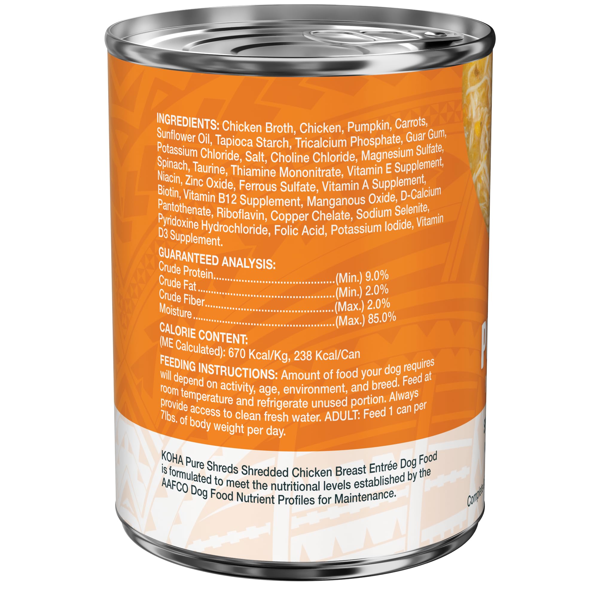 KOHA Pure Shreds Chicken Entr  e for Dogs, 12.5oz Cans (Pack of 12)