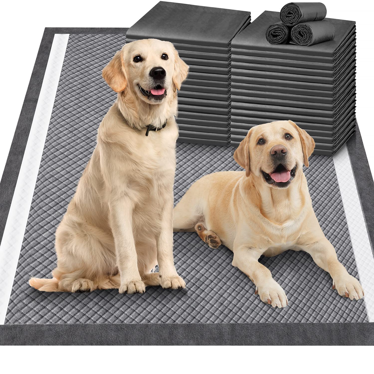 Gimars Upgrade Odor-Control Extra Large XXL Charcoal Pee Pads for Dogs Thicken 9 Layers Ultra Absorbent Dog Pee Pads - Leak-Proo