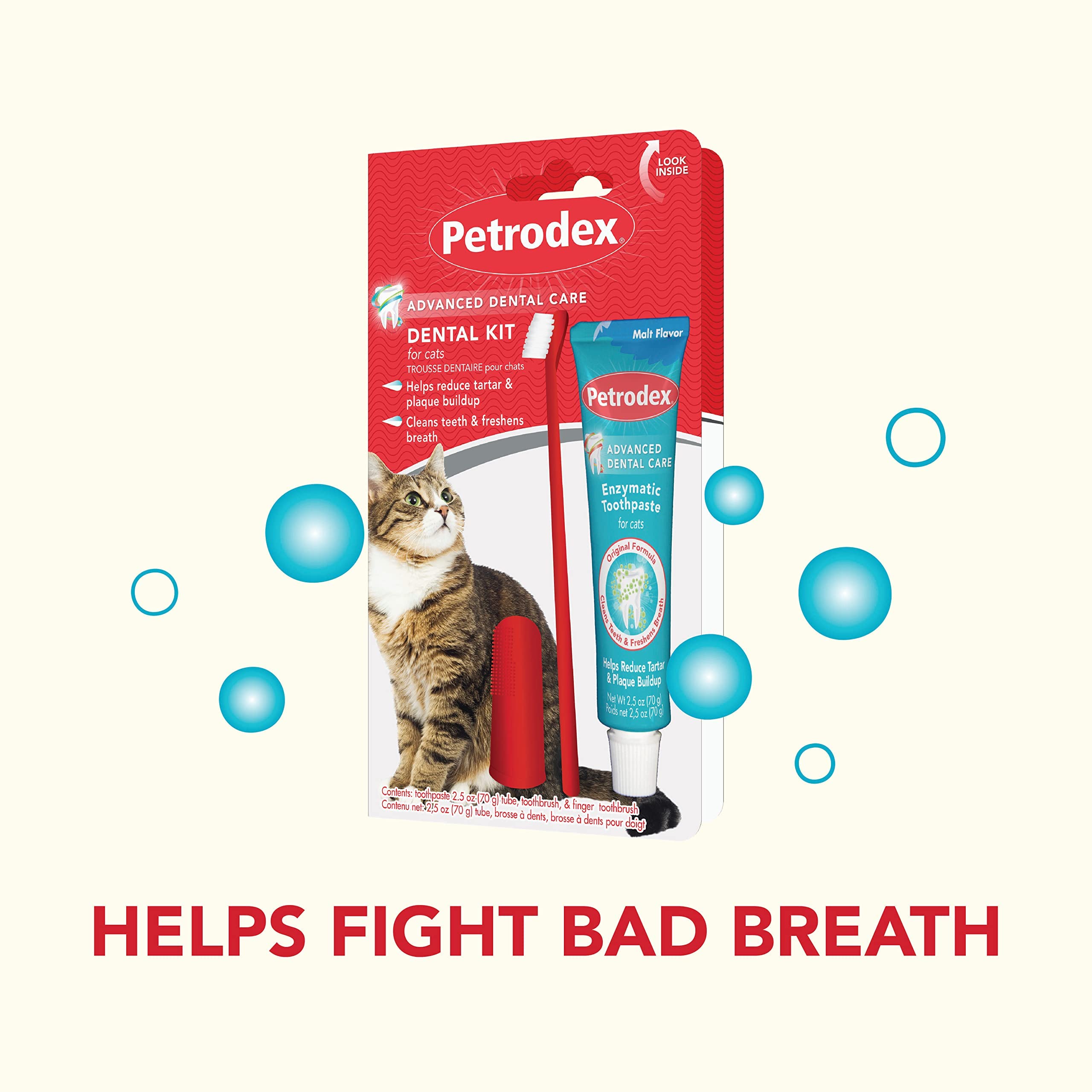 Petrodex Dental Care Kit for Cats, Cat Toothbrush and Toothpaste, Cleans Teeth and Fights Bad Breath, Reduces Plaque Tartar Form