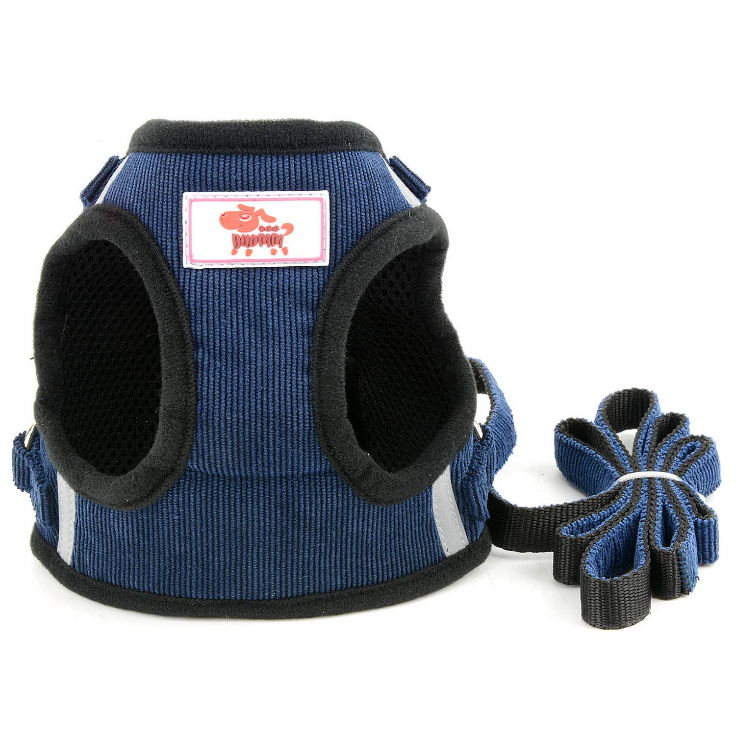 Zunea Small Dog Harness and Leash Set No Pull Adjustable Reflective Step-in Puppy Boy Girl Vest Harnesses Soft Corduroy Mesh Pad