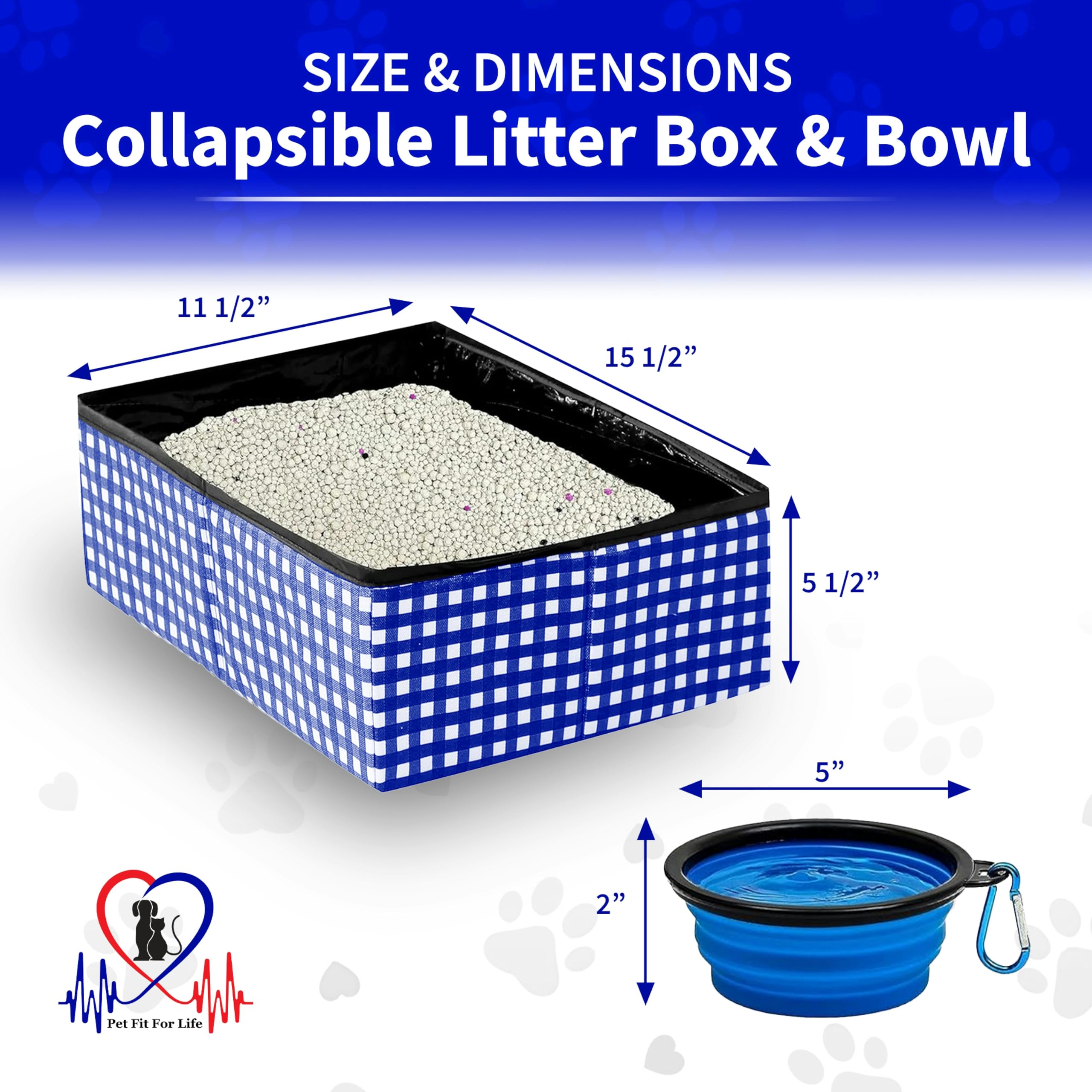 Pet Fit For Life Travel Cat Litter Box - Collapsible, Portable, Nylon, Large, Blue, Model 43237-2