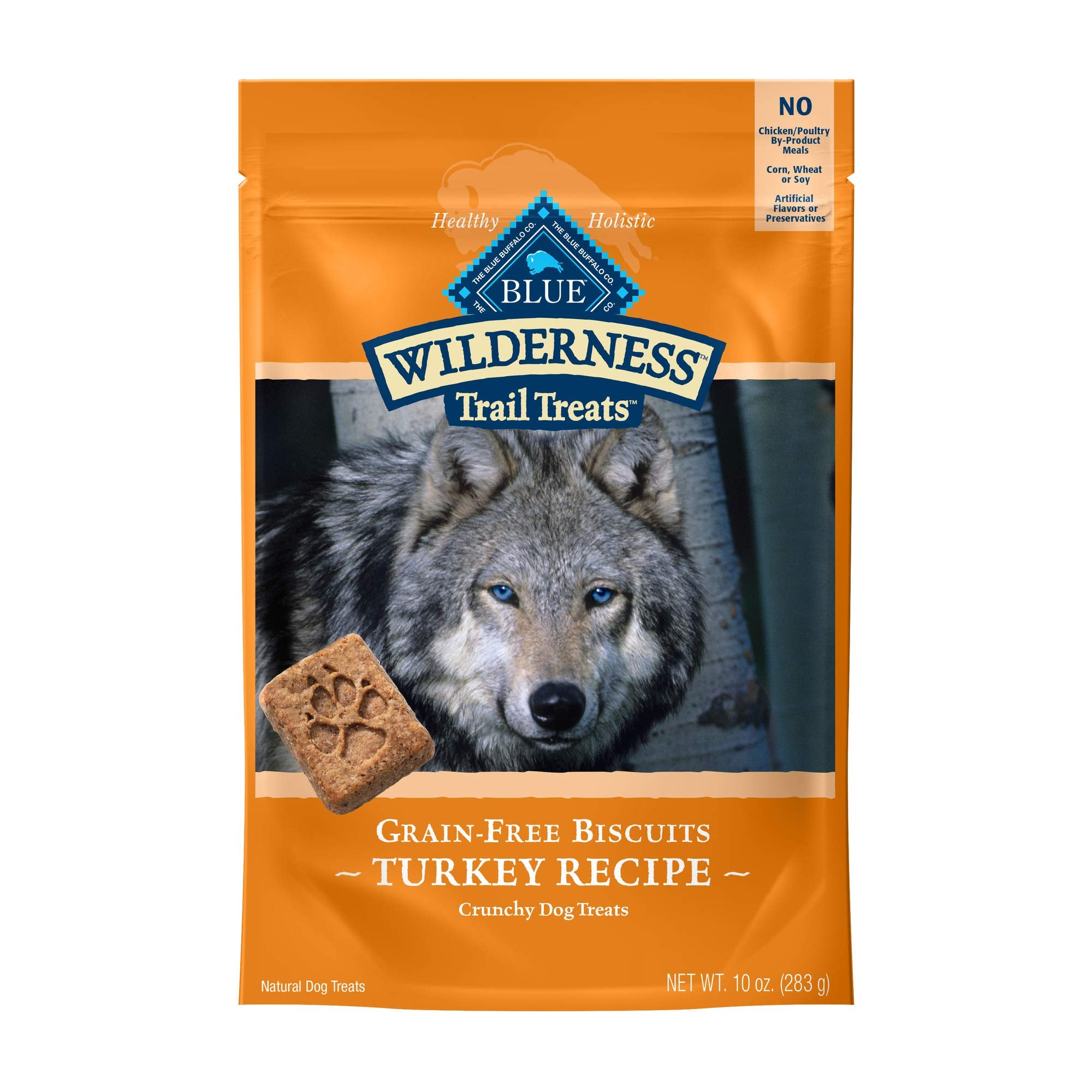 Blue Buffalo Wilderness Trail Treats High Protein Grain Free Dog Biscuits Crunchy Dog Treats, Turkey Recipe, 10-oz Bag