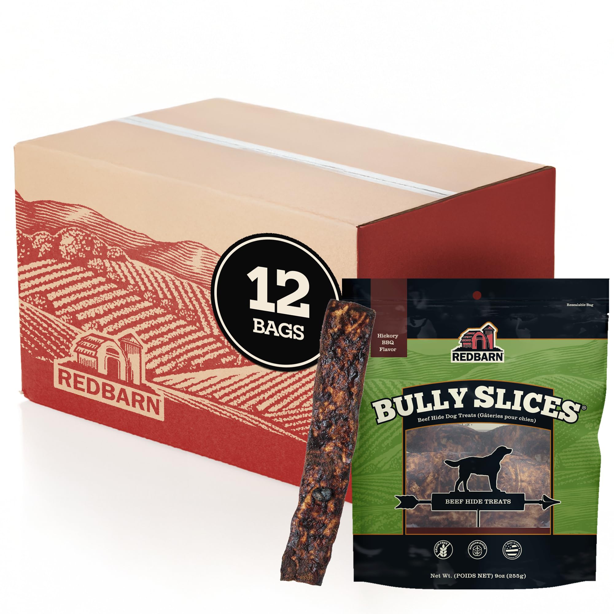 Redbarn Bully Slices BBQ Flavor Dog Treats, case of 12