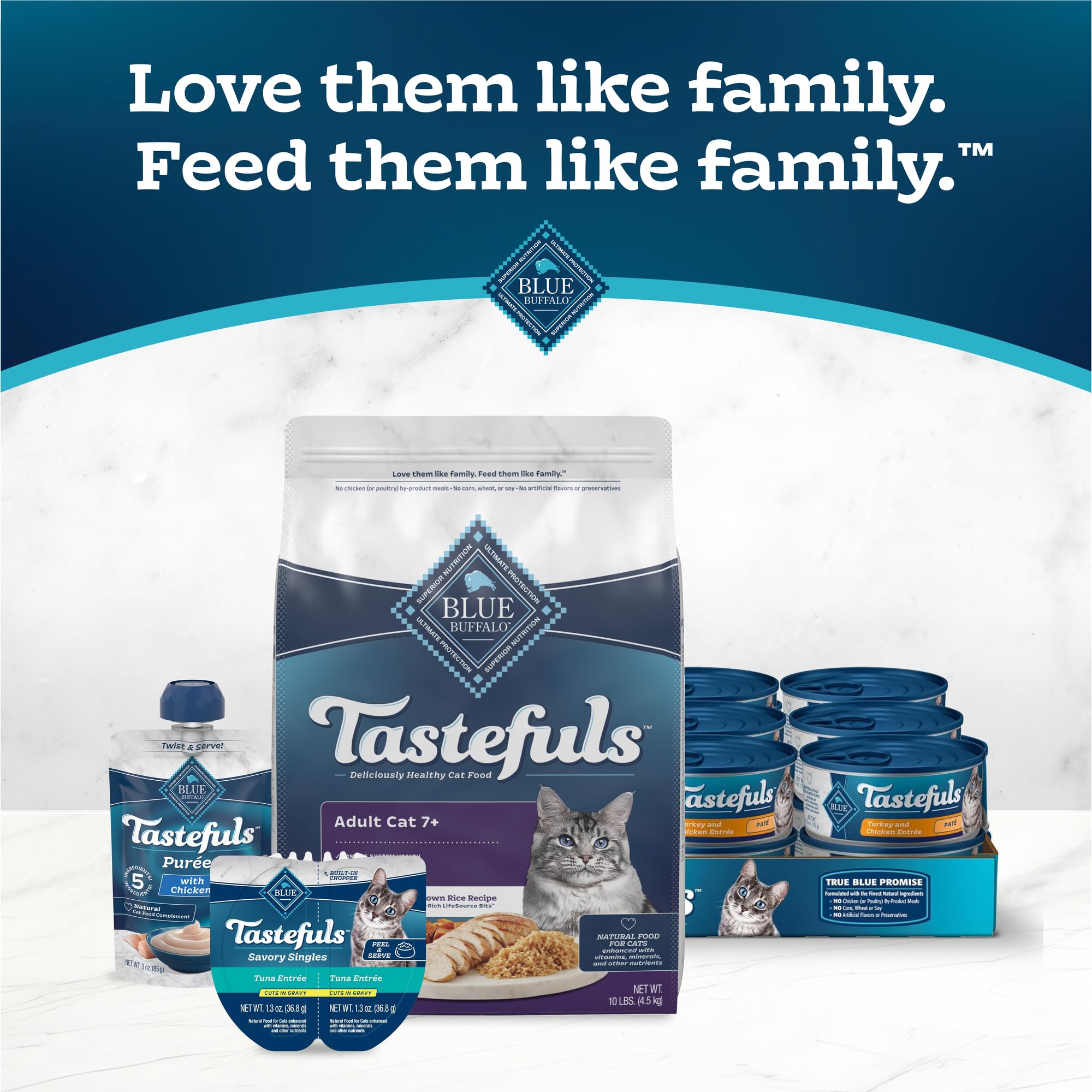 Blue Buffalo Tastefuls Adult 7+ Natural Dry Cat Food, Chicken & Brown Rice 10lb Bag