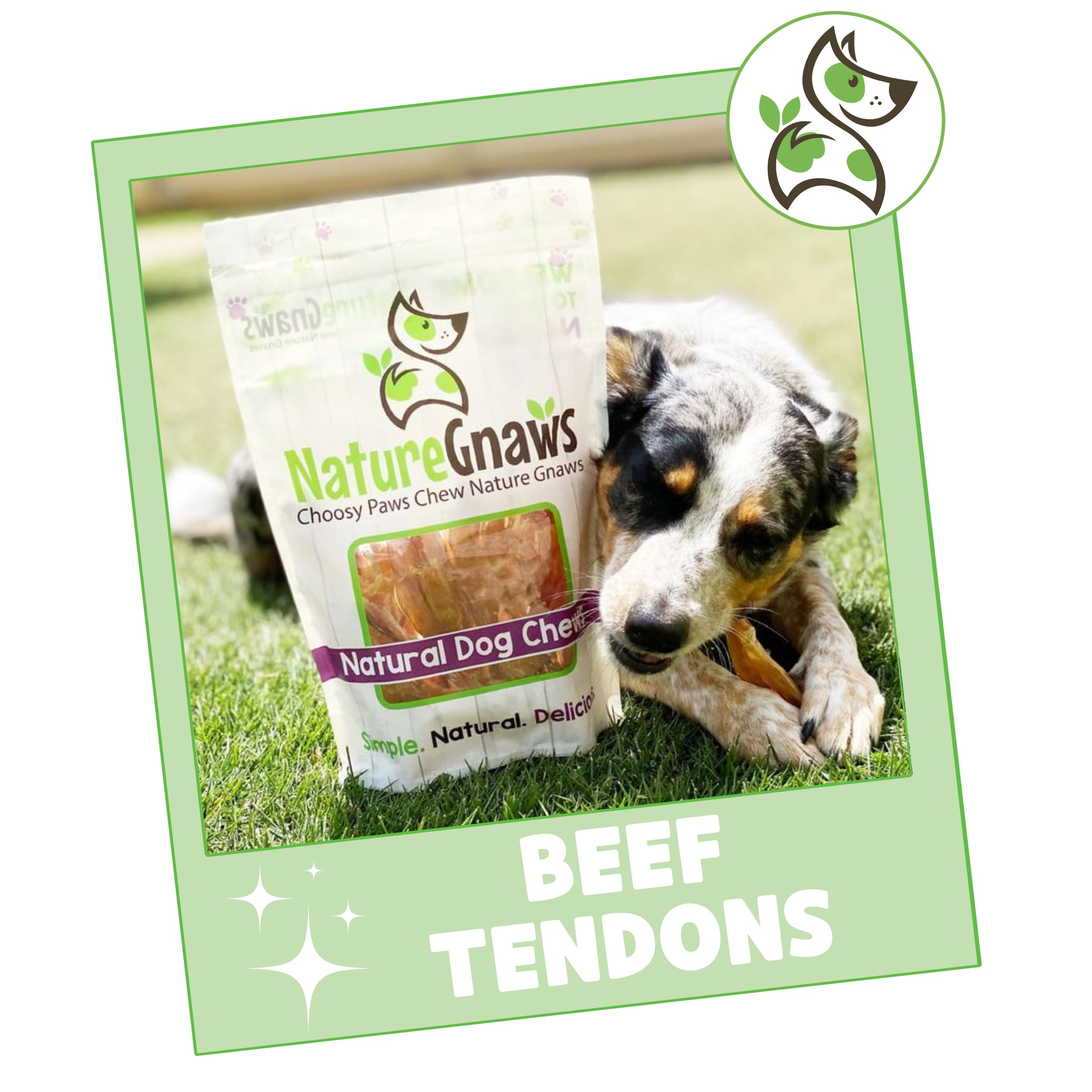 Nature Gnaws - Tendons for Dogs - Premium Natural Beef Dental Sticks - Single Ingredient - Long Lasting Tasty Dog Chew Treats -
