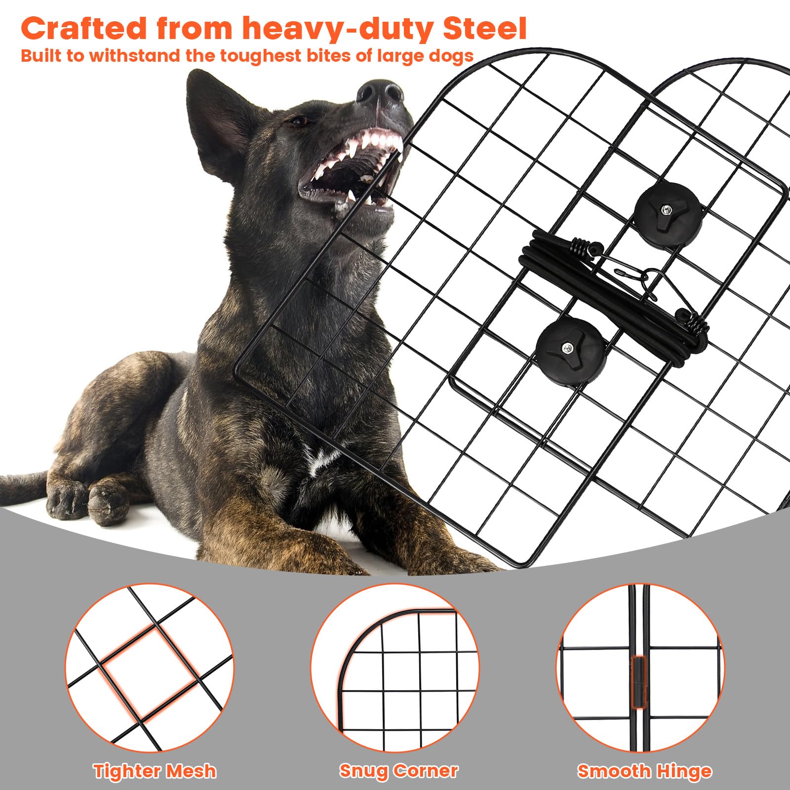 QuliMetal Dog Car Barriers for SUV, Human-Pets Interaction Window, 36.5'' to 60'' Adjustable, Heavy-Duty Wire Mesh Dog car Barri