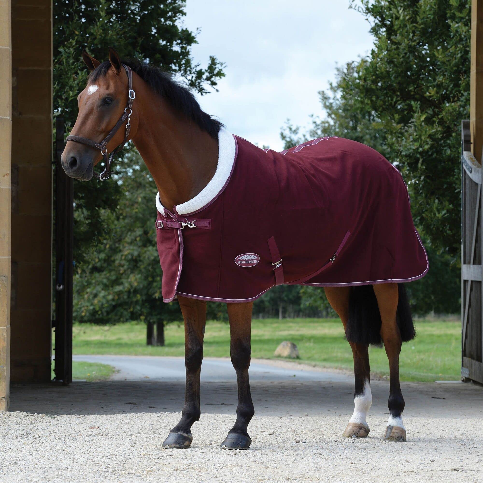Weatherbeeta Sherpa Fleece Cooler Standard Neck, Maroon/White, 84'