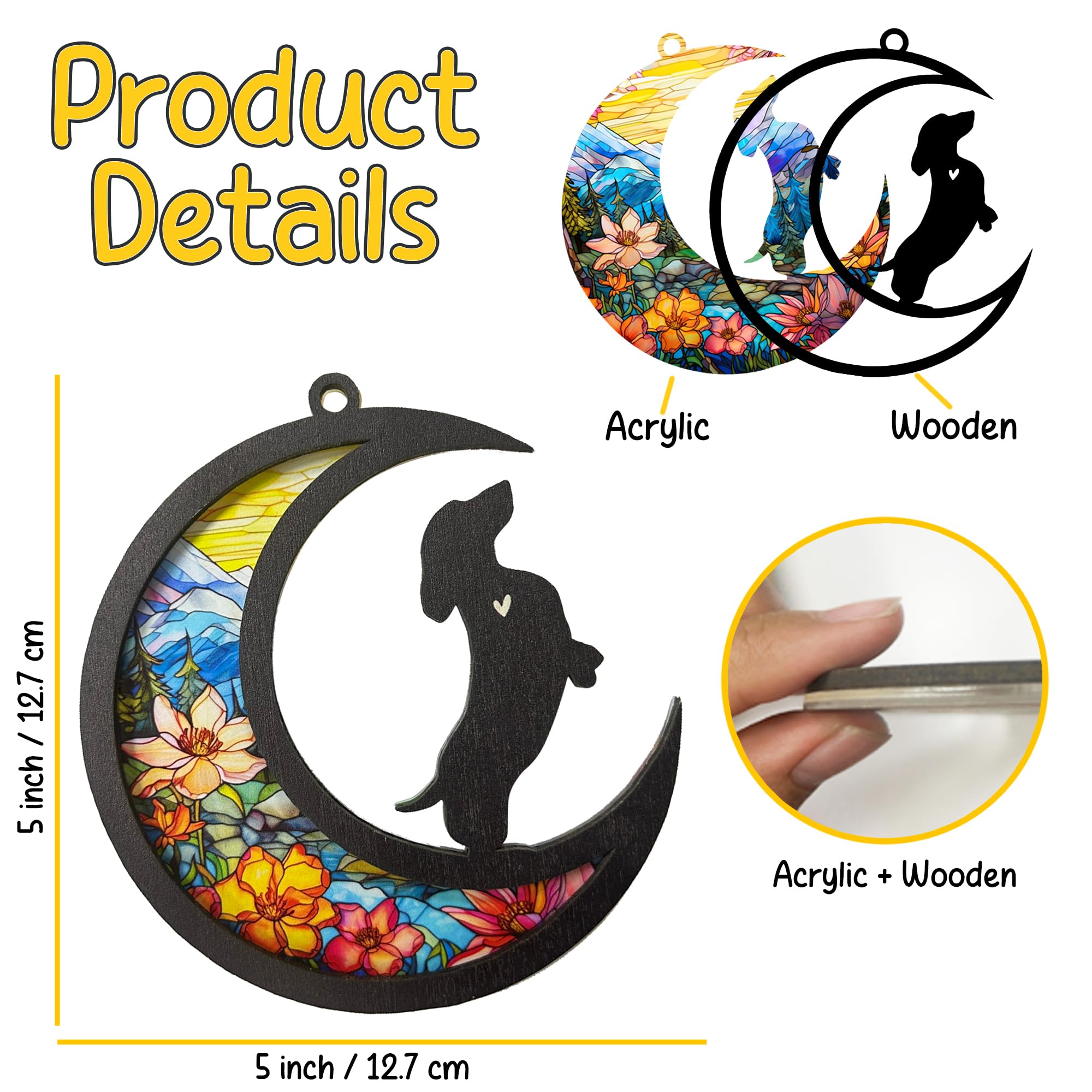 Nethomewoods Dachshund Dog Memorial Suncatcher, Personalized Dachshund Memorial With Name Date, Rainbow Bridge Dog Sympathy Card