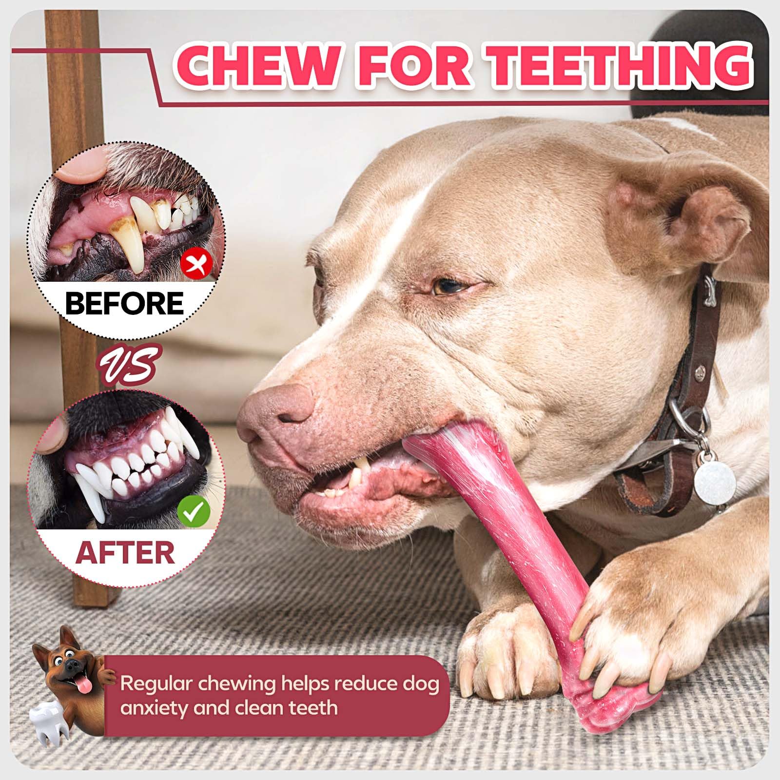 Puptily Dog Toys For Aggressive Chewers, Indestructible Dog Bones For Aggressive Chewers, Tough Chew Toy For Heavy Duty Dogs, Bi