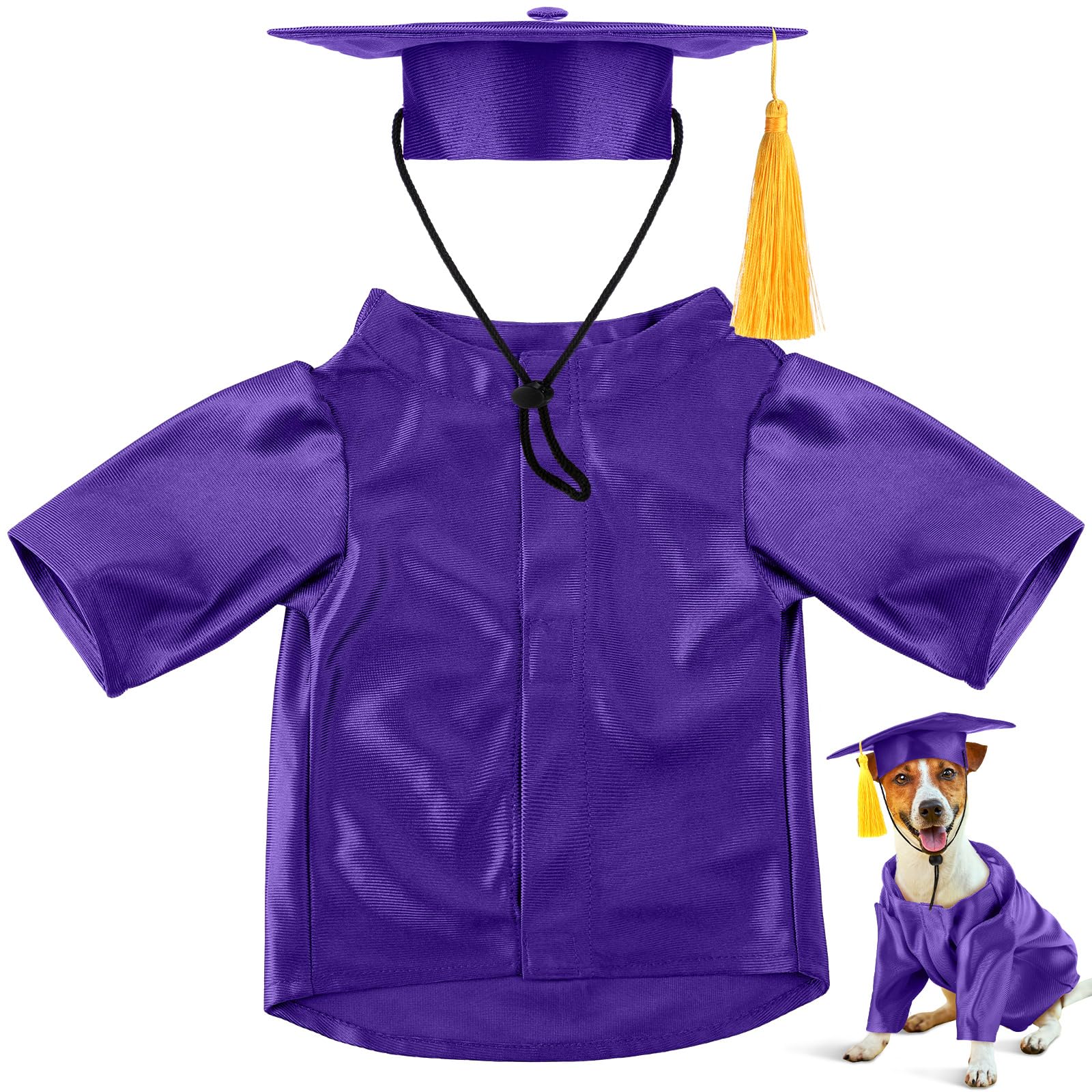 Bunnycool Dog Graduation Cap And Gown 2025 Washable Pet Graduation Costume For Dog Cat Shirt And Hat(Purple)