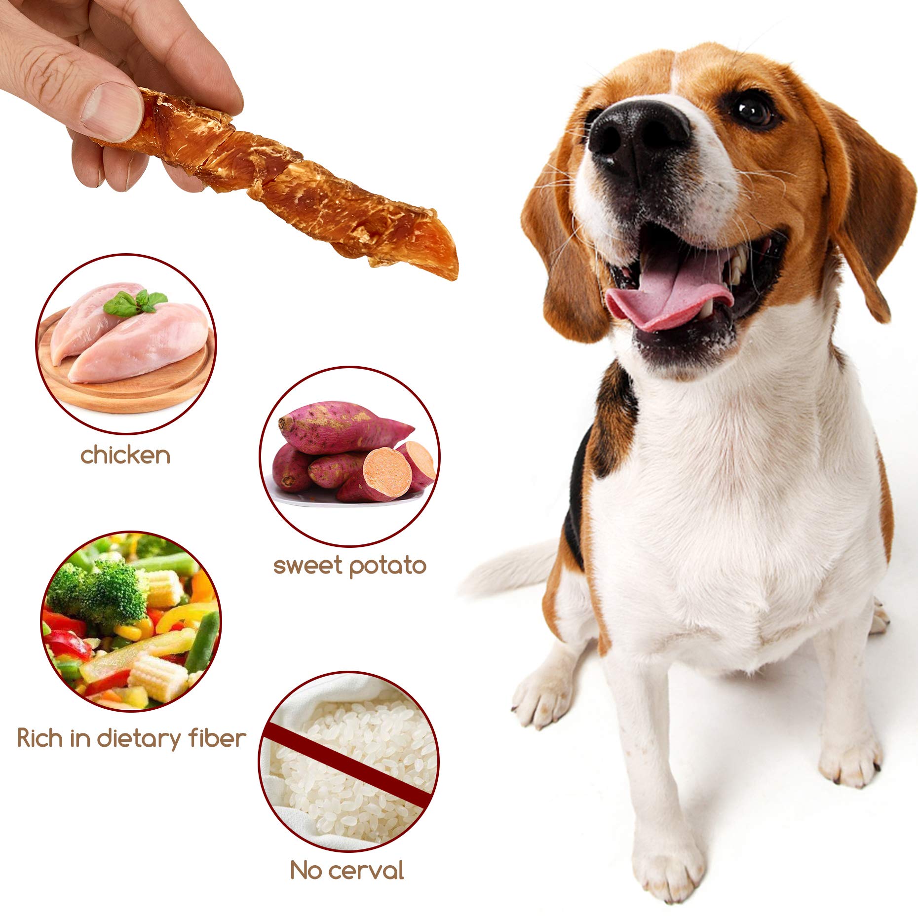 Jungle Calling Dog Treats, Skinless Chicken Wrapped Sweet Potato, Gluten and Grain Free, Chewy Dog Bites for Balanced Nutrition,