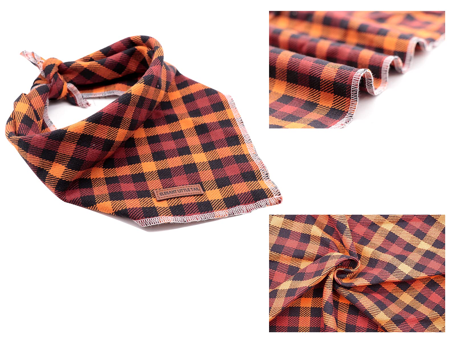 Elegant Little Tail Dog Bandanas - 1Pack Washable Fall Scarf, Square Bib Kerchief, Adjustable Pet Bandana For Small Medium Dogs,