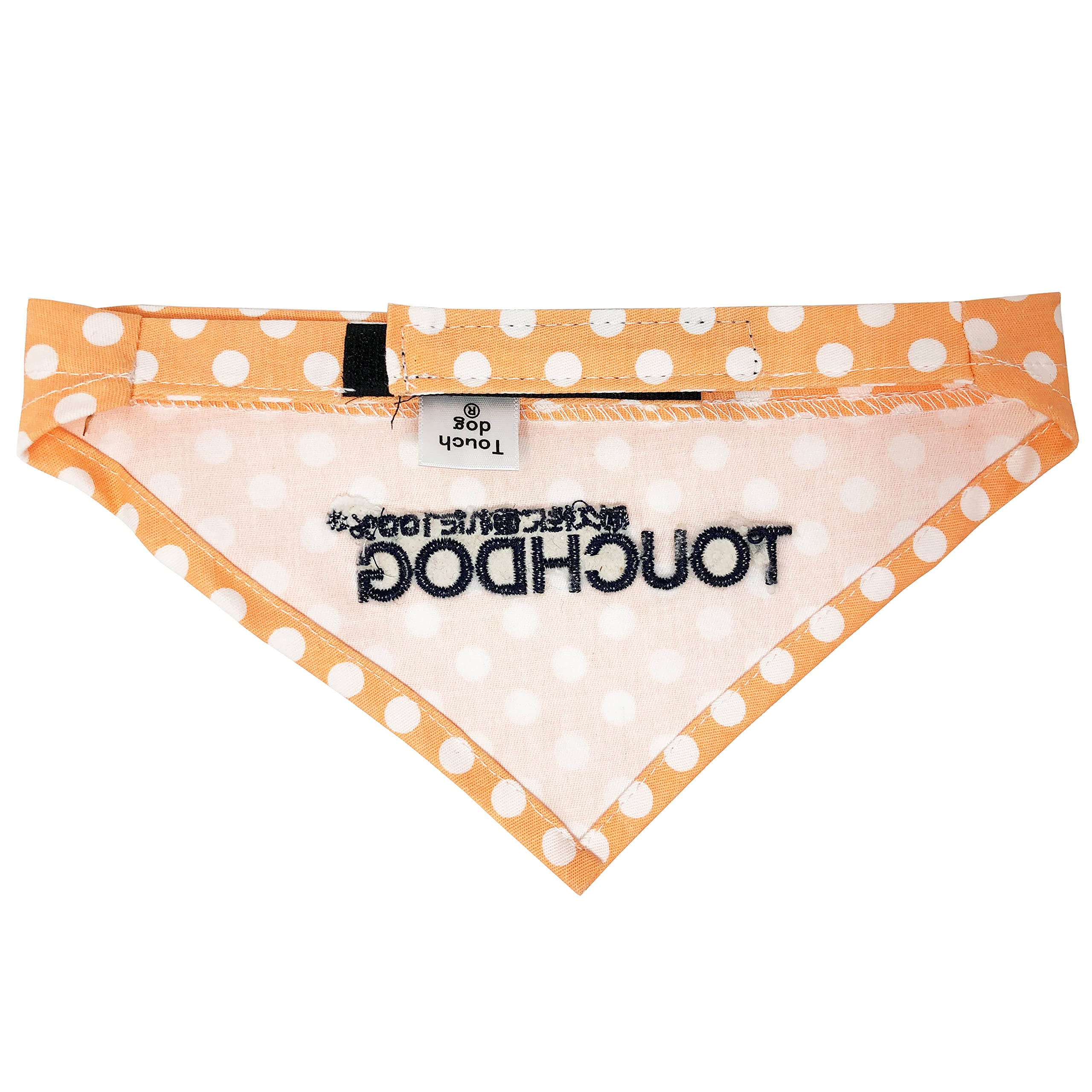 Touchdog Bad-to-the-Bone Polka Patterned Fashionable Velcro Bandana, Large, Orange