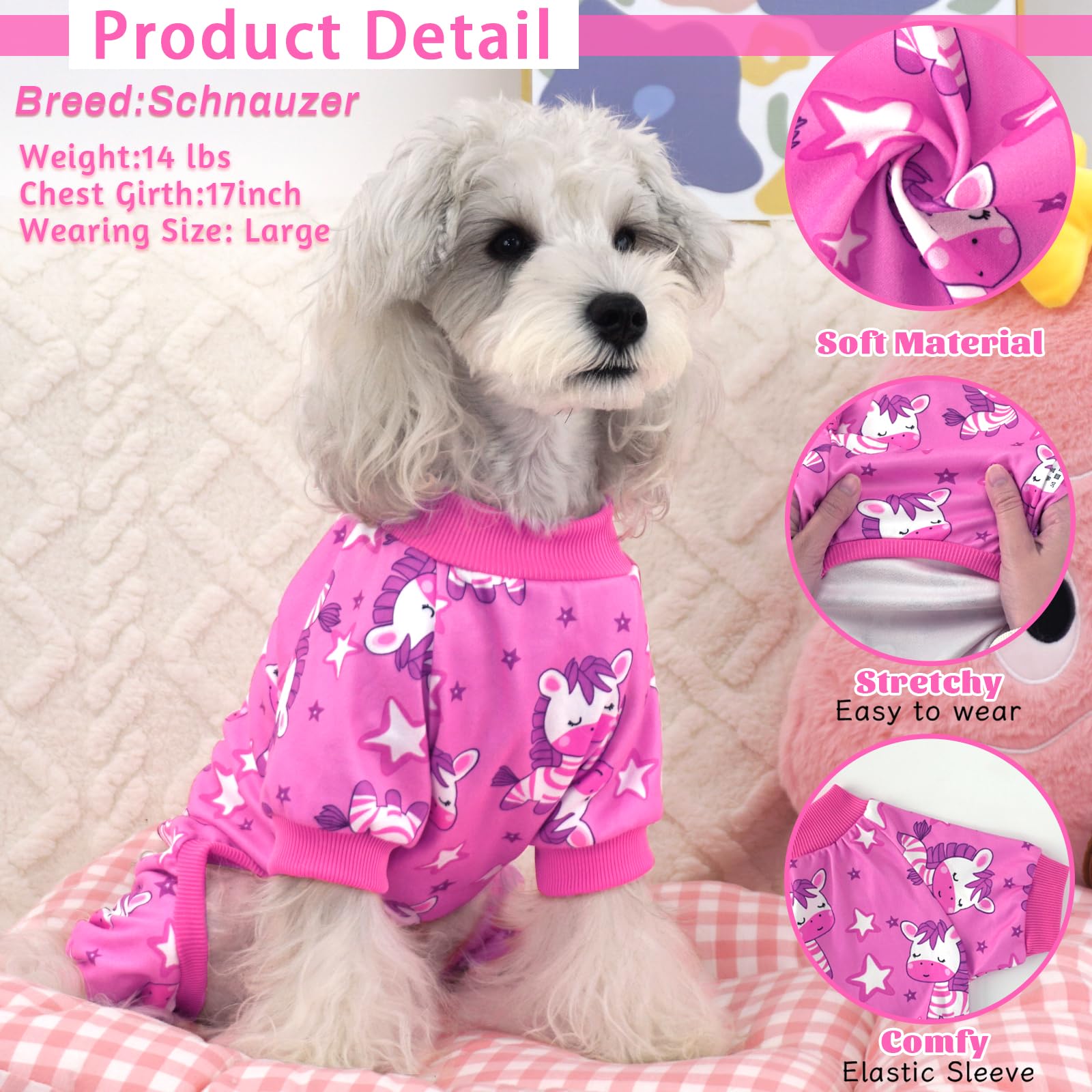 Xpudac 4 Pack Dog Pajamas For Small Medium Dogs, Strechy Soft Puppy Clothes For Doggie Girl Boy Pet Jumpsuit, Cat Onesie-2Xl