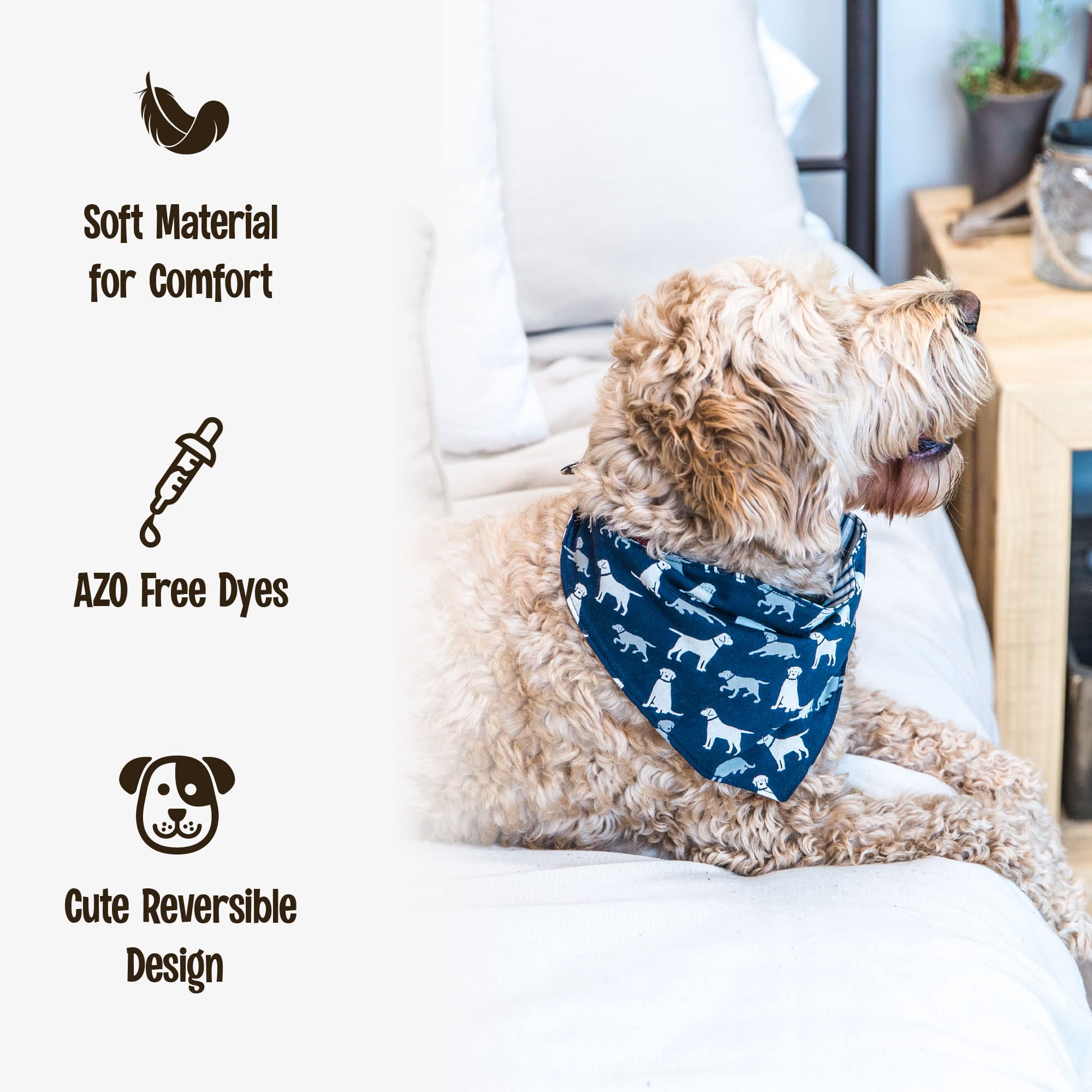 Lazy One Reversible Dog Bandana, Cute Accessories For Pets, Truck,Tree (X-Small/Small, Tailgate)