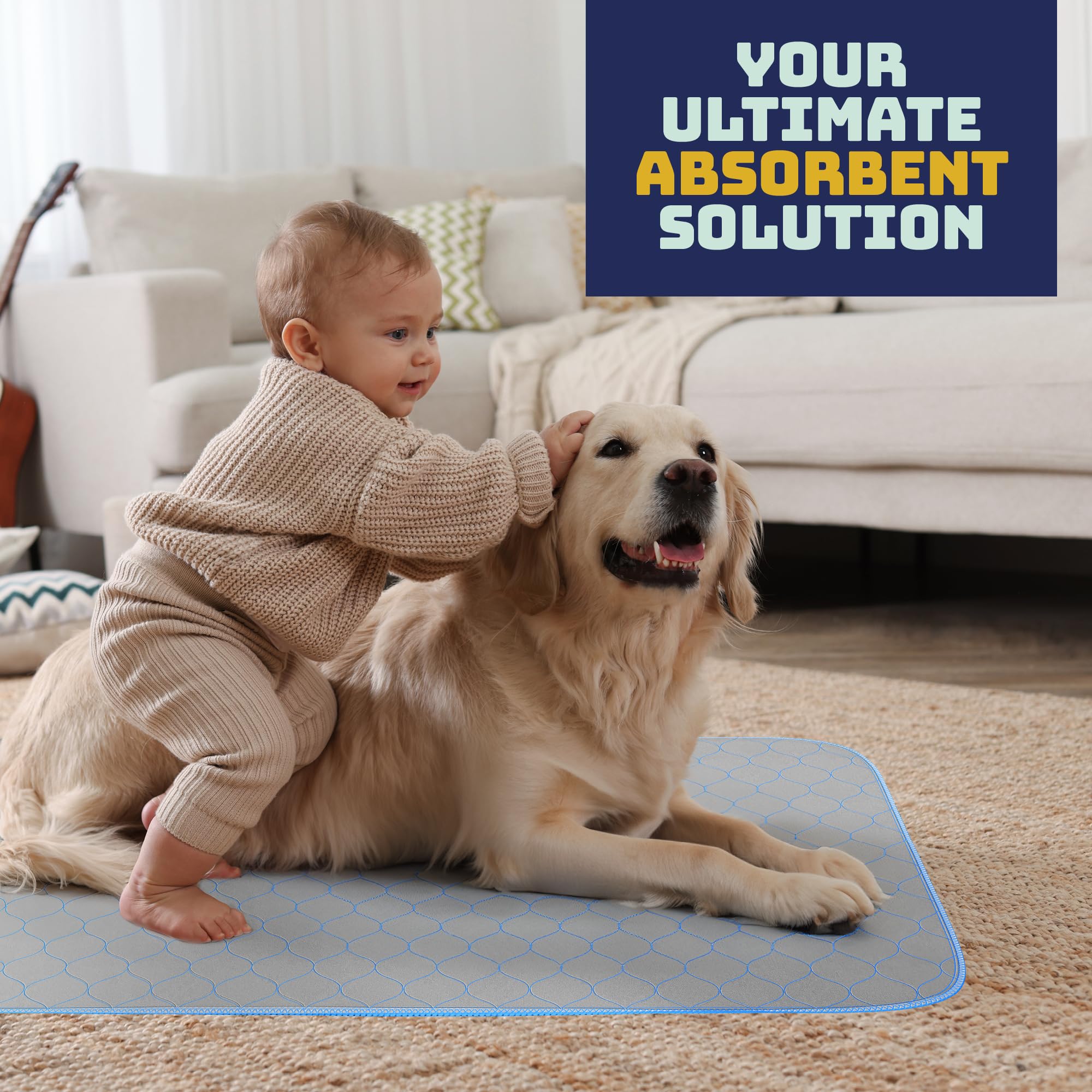 Katziela Washable Pet Pads (2 Pack 36In X 41In)Super Absorbent Waterproof Reusable Dog Pee Pads For Dogs Washable Puppy Pads For