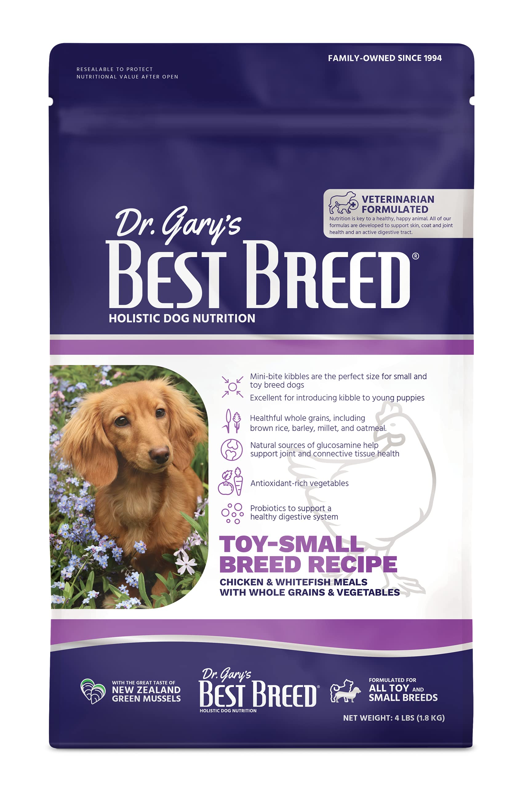 Dr. Garys Best Breed Small Breed Recipe Made in USA [Natural Dry Dog Food for All Breeds and Sizes] - 4lbs, Dark Brown (7-22301