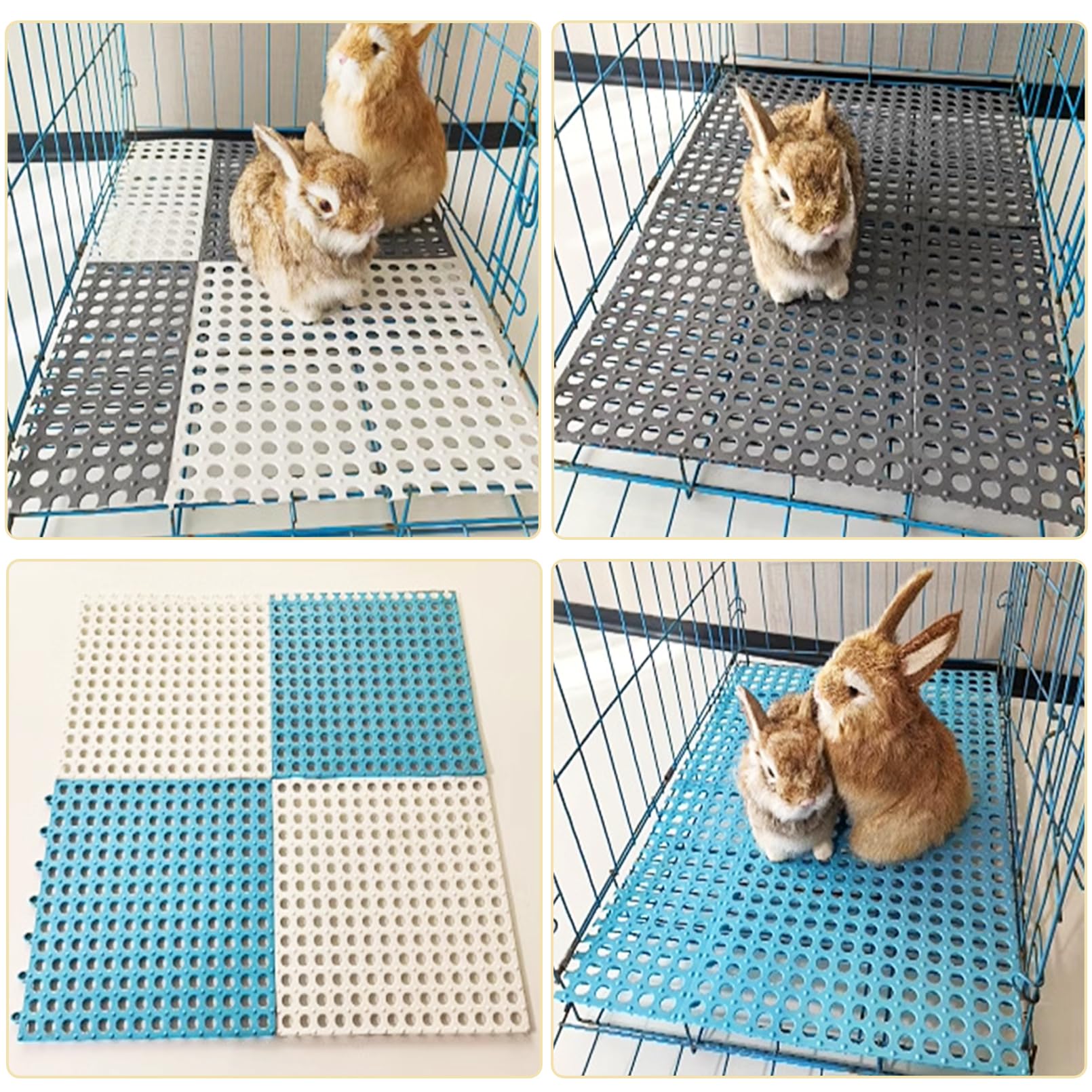 Niwaes Rabbit Cage Mat Floor 24 Pcs Plastic Bunny Resting Mats For Wire Cage Bottom 12X12 Washable Small Animal Feet Pad With Ho