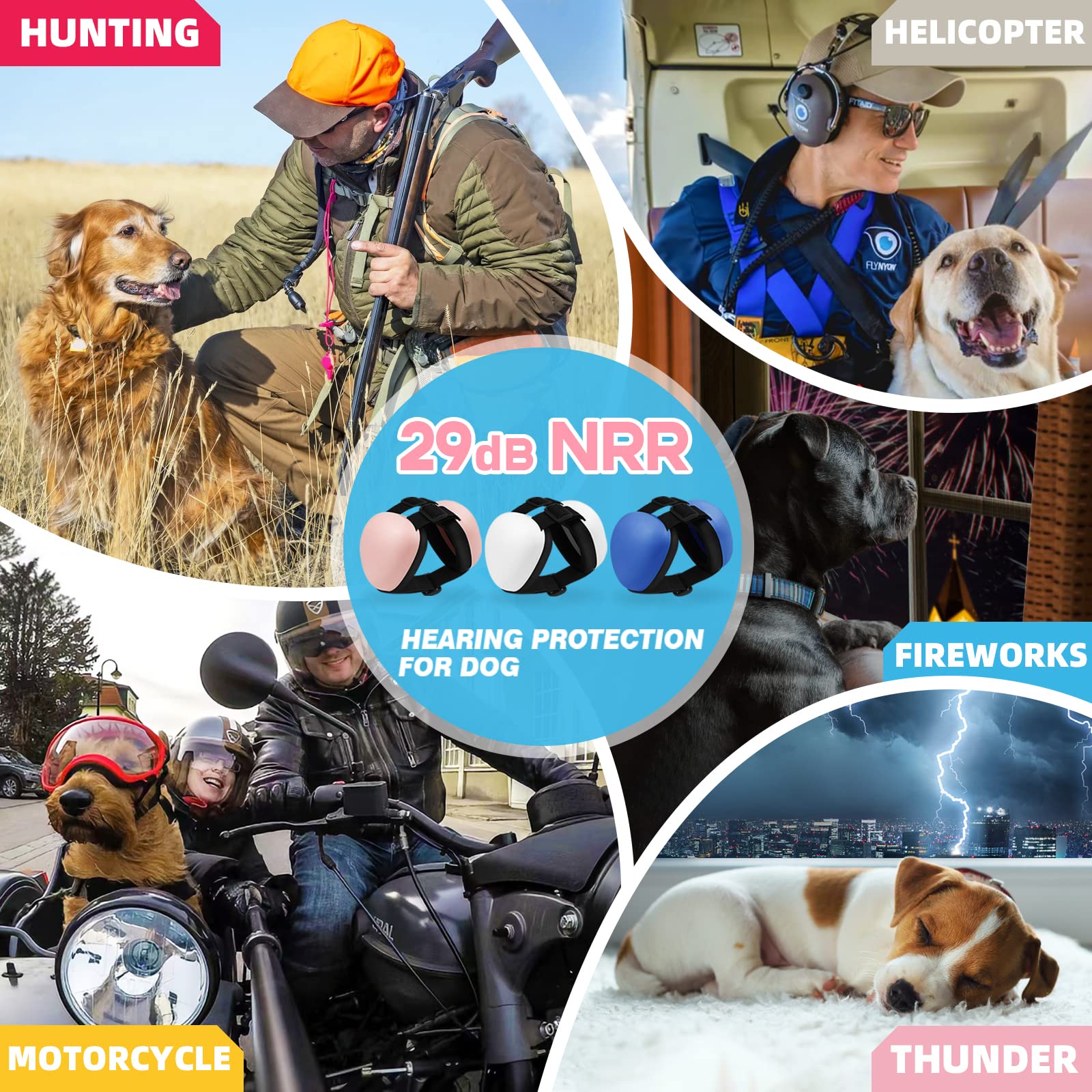 Deryep Dog Earmuffs For Hearing Protection 29Db Nrr Ear Muffs Noise Protection (Medium, White)