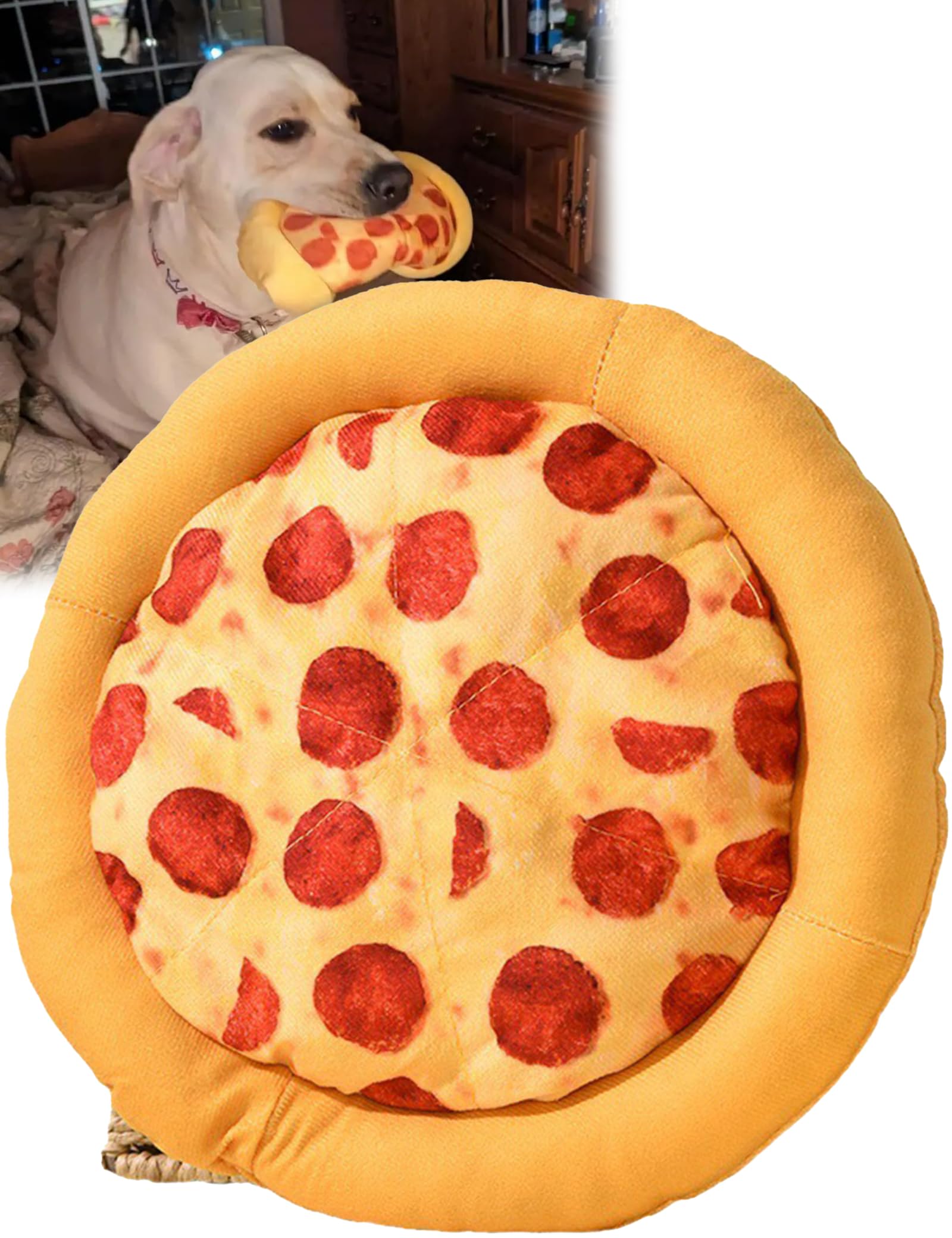 Diyuqishi Puppy Toys, Large Pizza, Practice Chewing And Cleaning Teeth For Small And Medium Breed Sizes (9.5'', Deluxe Puppy Toy