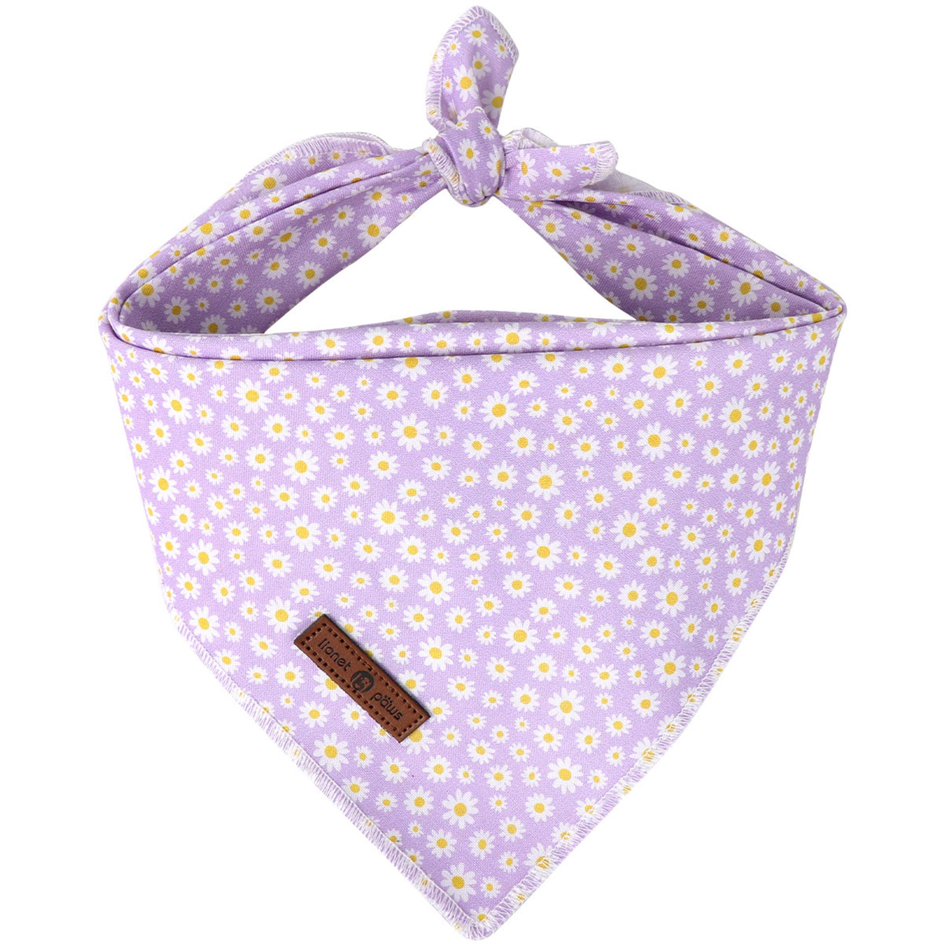 Lionet Paws Spring Daisy Dog Bandana Washable Cotton Handkerchief Scarf Triangle Bandana for Small Medium Large Dogs Girl Boy
