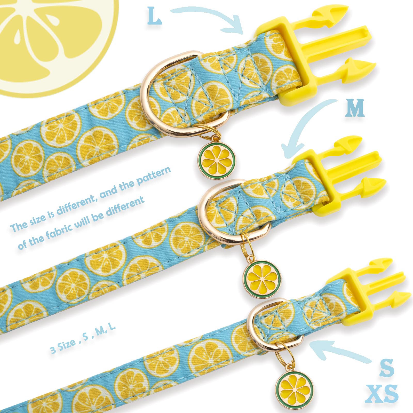 Faygarsle Cute Dog Collar For Girls Boy Dogs Soft Fancy Pet Collar With Lemon Design Ideal Yellow Green Summer Dog Collar For Sm