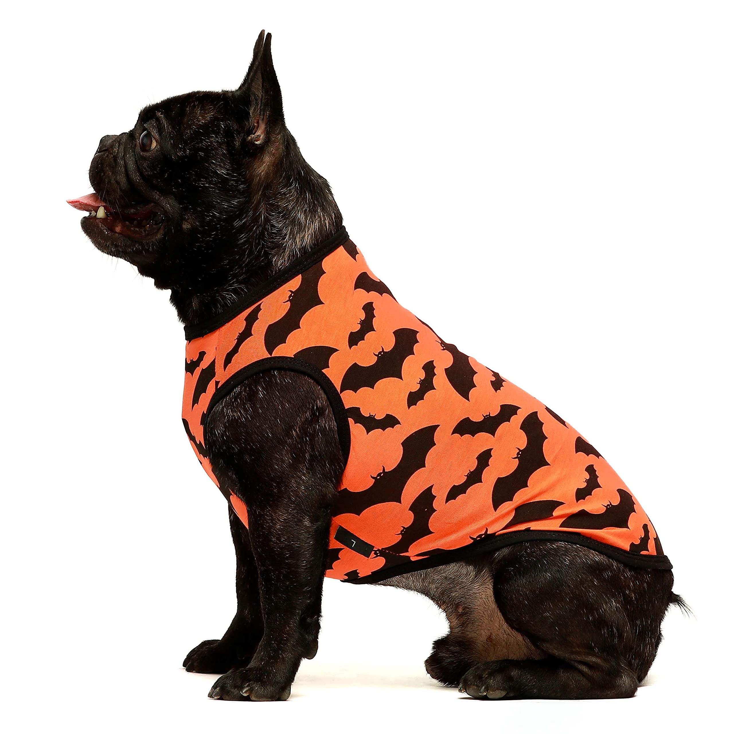Fitwarm 100% Cotton Halloween Dog Clothes Scary Bat Dog Costumes Doggie Shirts Puppy Shirt Pet Vest Tank Top Cat Tee Orange Xx-Large