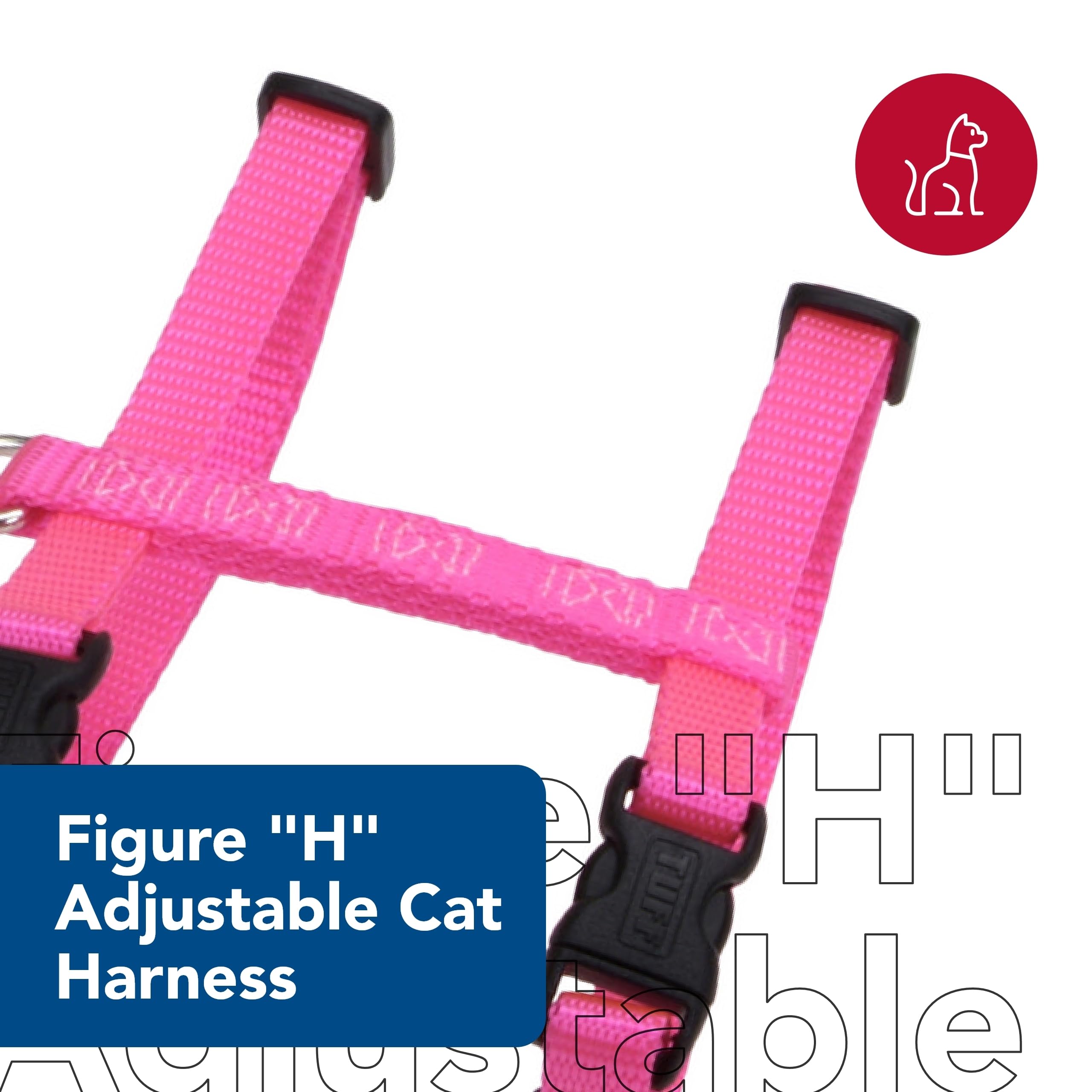 Coastal Pet Figure 'H' Adjustable Cat Harness - Outdoor Cat Supply - Comfortable For Cats - Secure Snap-Lock Buckles - Black, 3/8' X 10'-18'