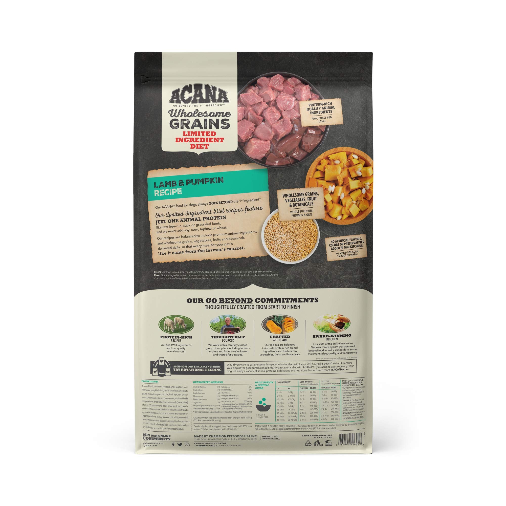 ACANA Wholesome Grains Dry Dog Food, Lamb & Pumpkin Recipe, 22.5lb