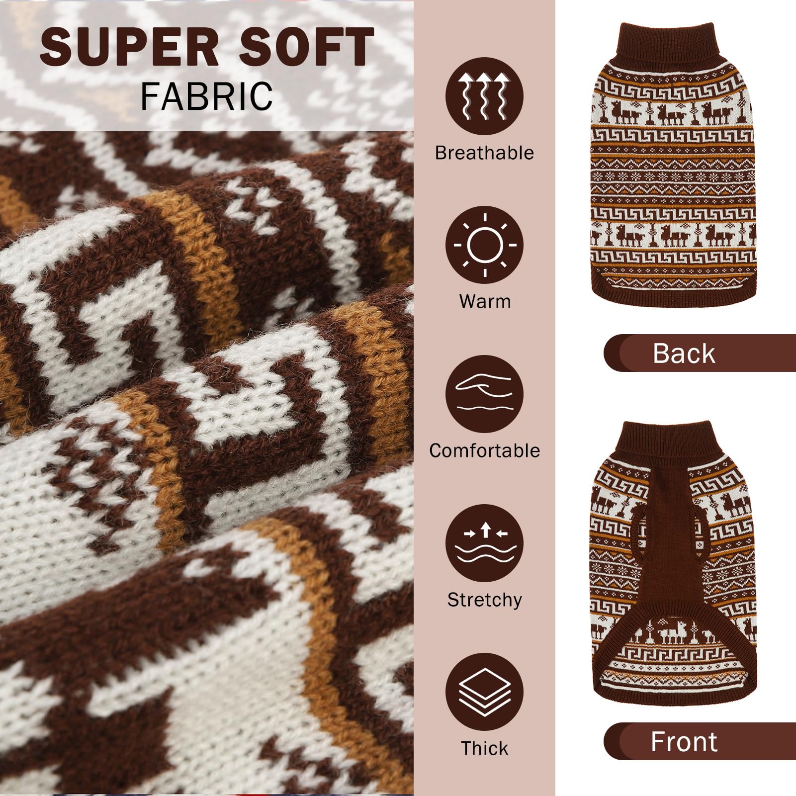 Scenereal Dog Sweater For Small Size Dog Girls Boys, Turtleneck Pullover Winter Dog Clothes, Christmas Dog Outfits, Pet Sweatshi