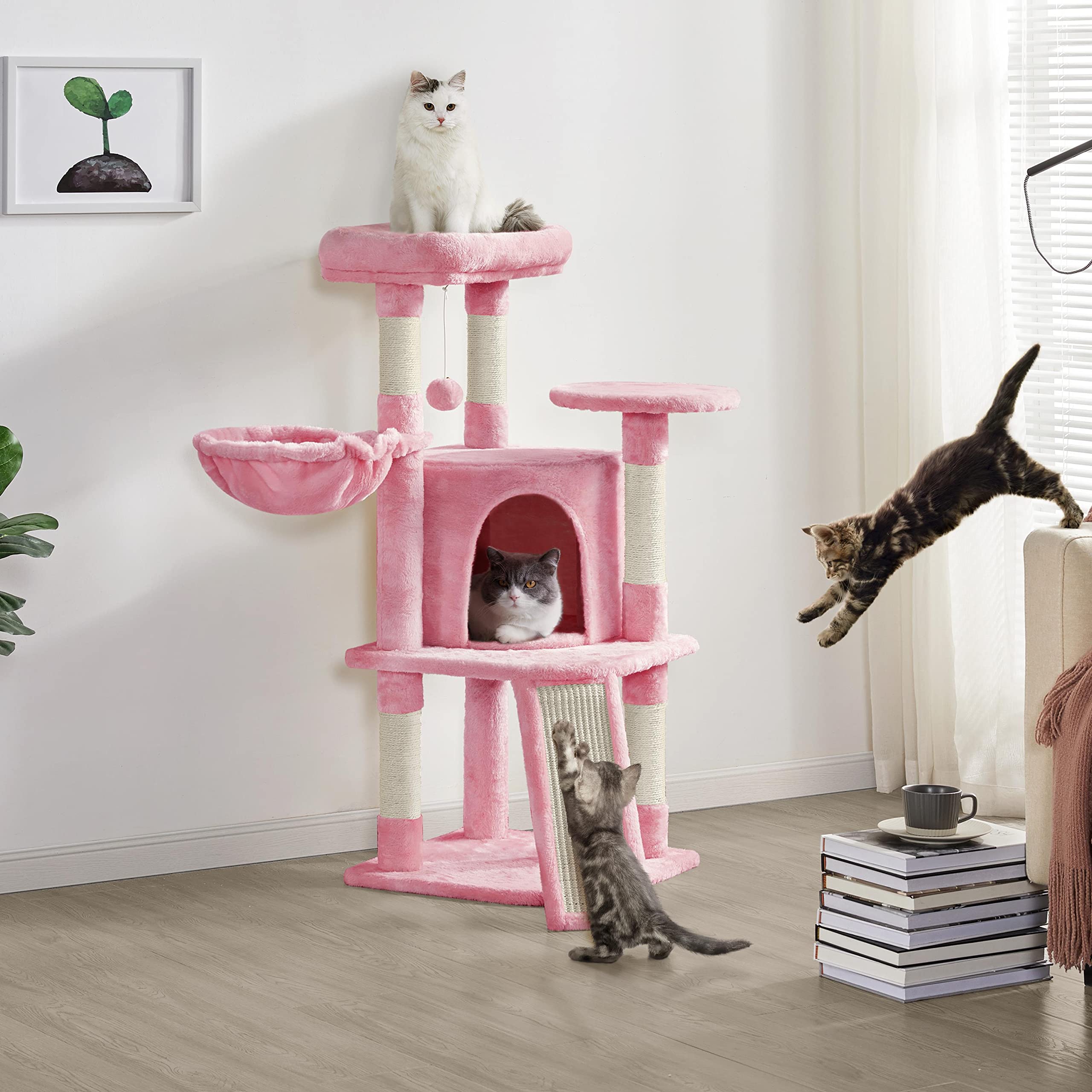 Yaheetech Cat Tree, 42In Play Tower For Indoor Cats, Kitten House With Large Perch & Scratching Posts & Cozy Condo & Scratching