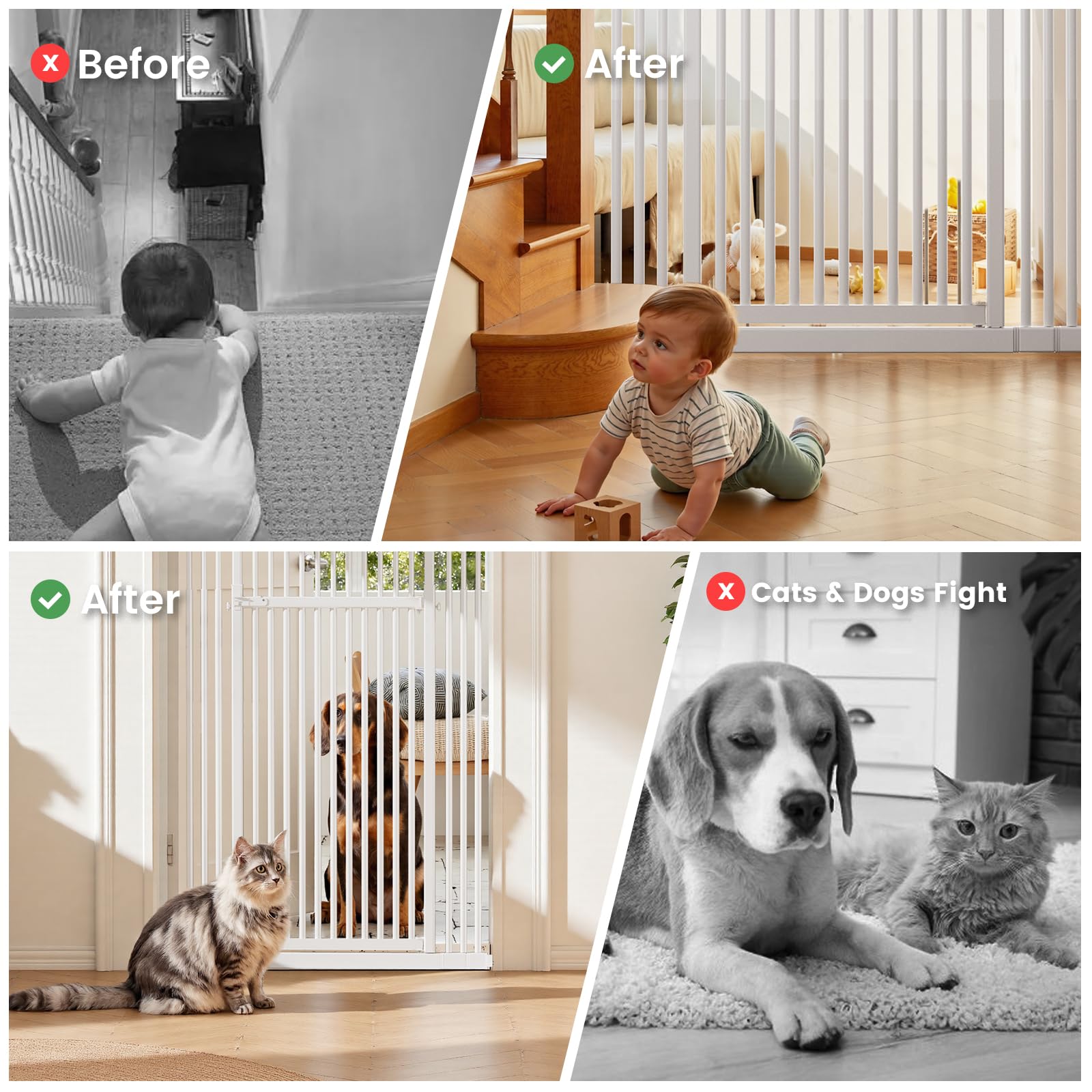 Gardner Pet 51 -87  Extra Tall Cat Gate for Doorway, Wide Adjustable 27.56 -37  Baby Gate Included 4 Extension Kits, Pressure Mo