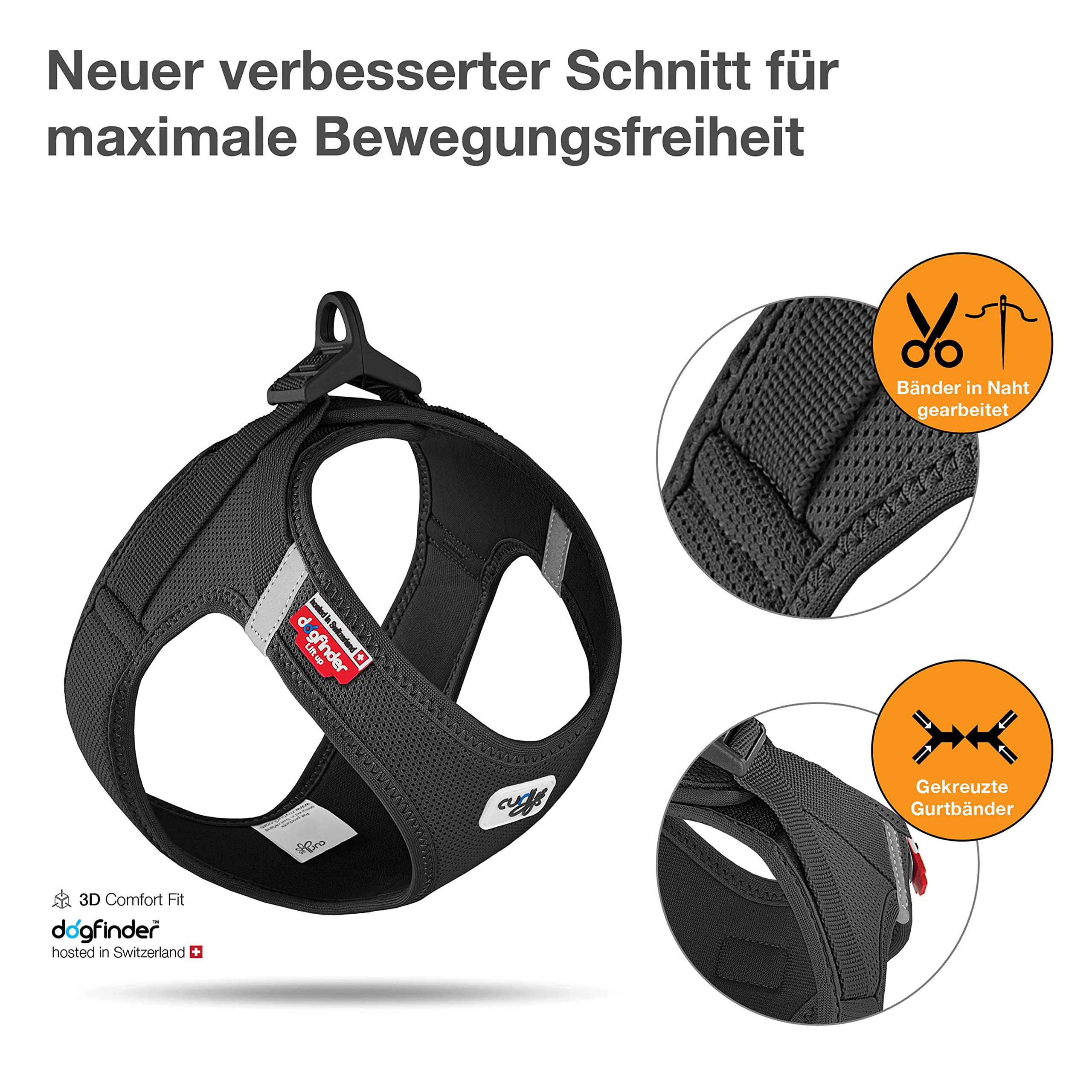 Vest Harness curli Clasp Air-Mesh Black 3XS