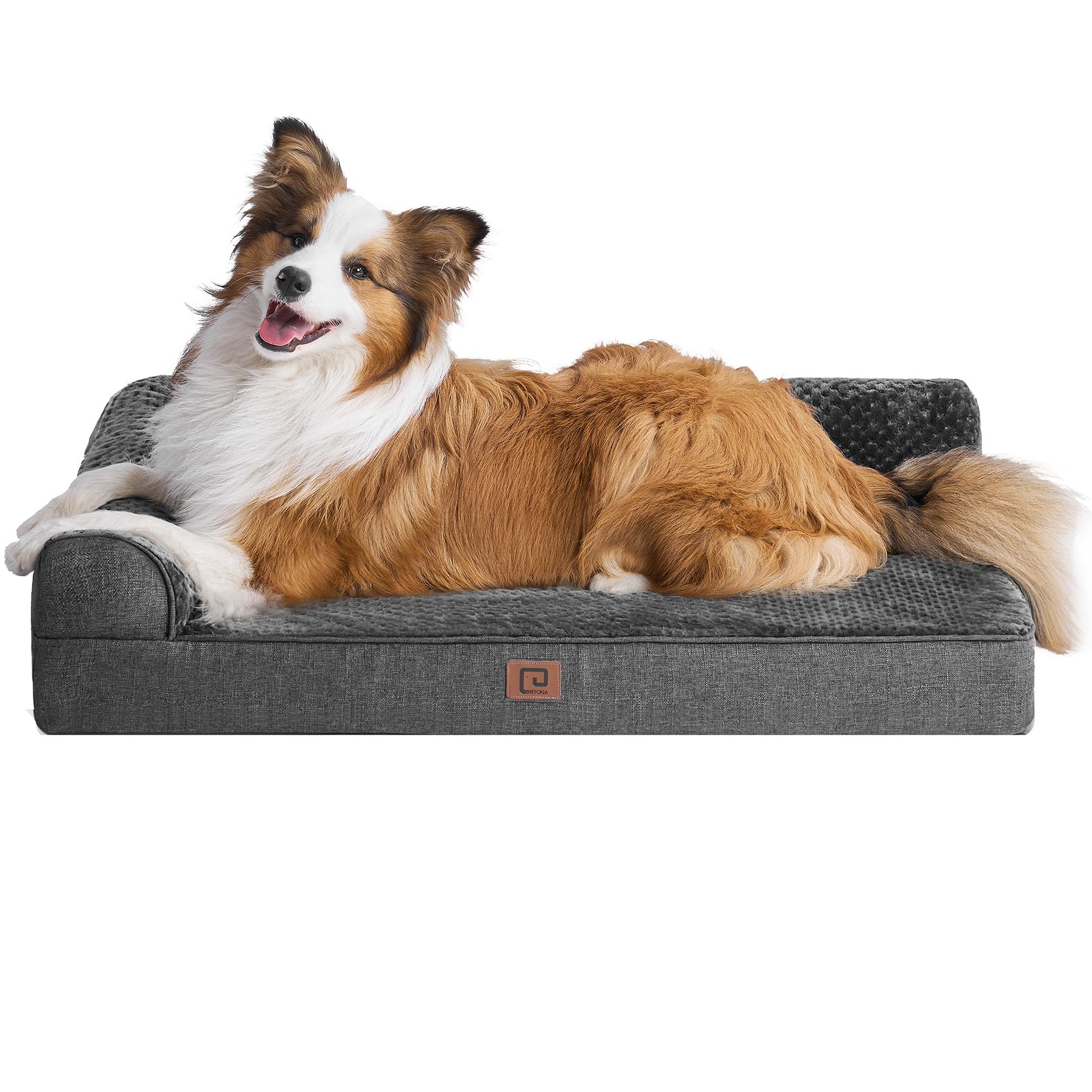 Eheyciga Memory Foam Orthopedic Dog Beds Large Sized Dog, Washable Dog Bed With Waterproof Lining Removable Cover, Big Dog Bed Sofa With Nonskid Bottom Pet Couch Bed, 41X27 Inches, Dark Grey