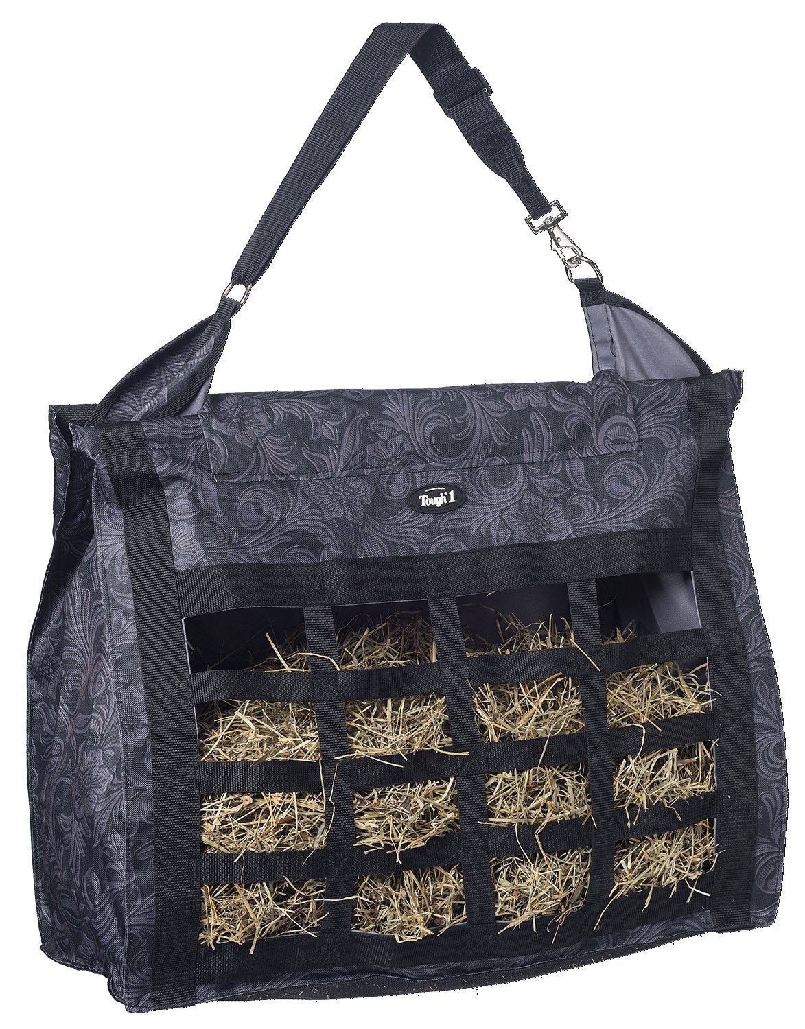 Tough 1 Heavy Denier Nylon Hay Tote Bag in Prints, Tooled Leather Black