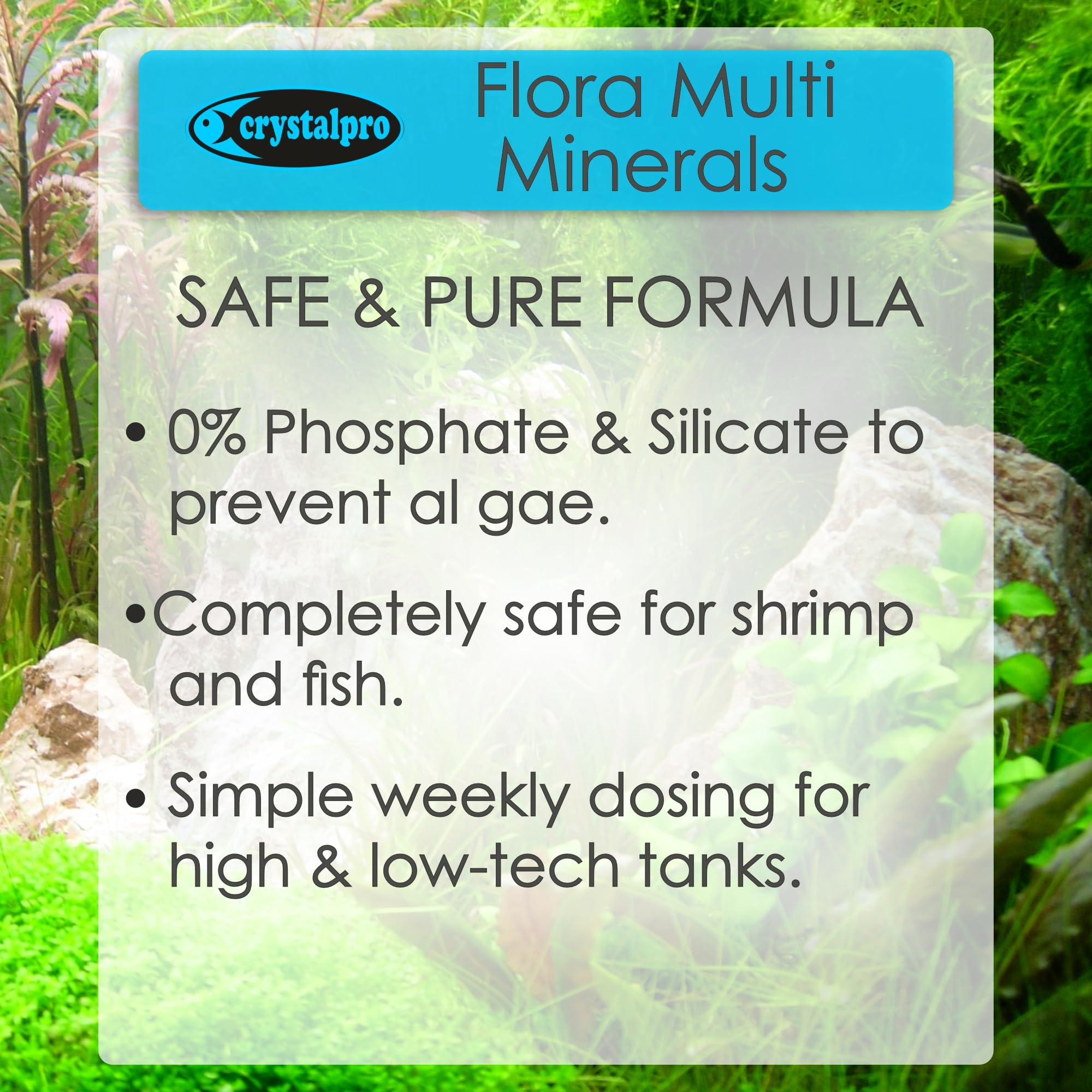 CrystalPro Flora Multi Minerals Aquarium Fertilizer - All-in-One Plant Food for Healthy Growth - 16.9 Fl Oz