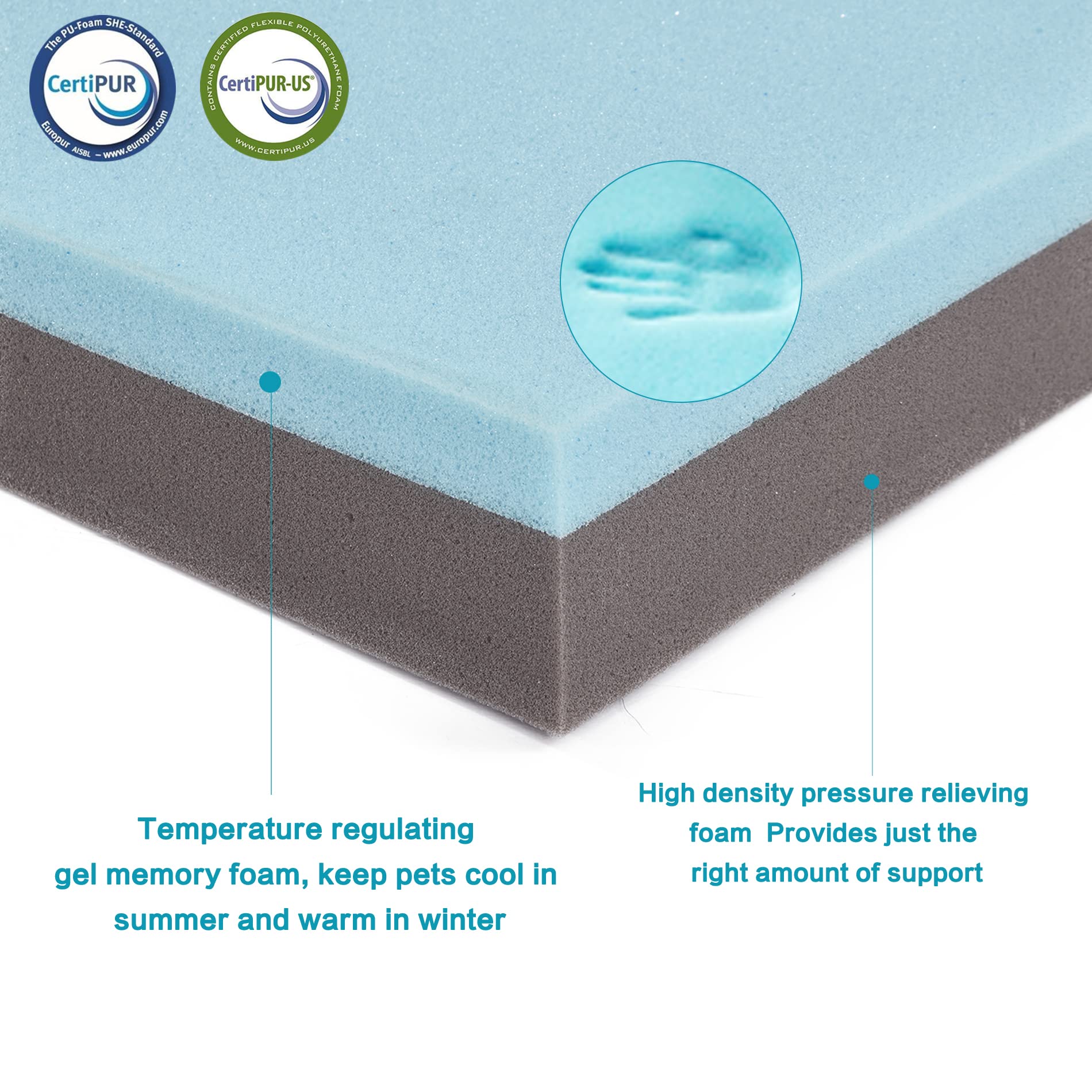Gohoo Pet Jumbo Human Dog Bed, Orthopedic Memory Foam Pet Mat, Washable Dog Crate Bed With Cooling Gel, Removable Cover & Waterp
