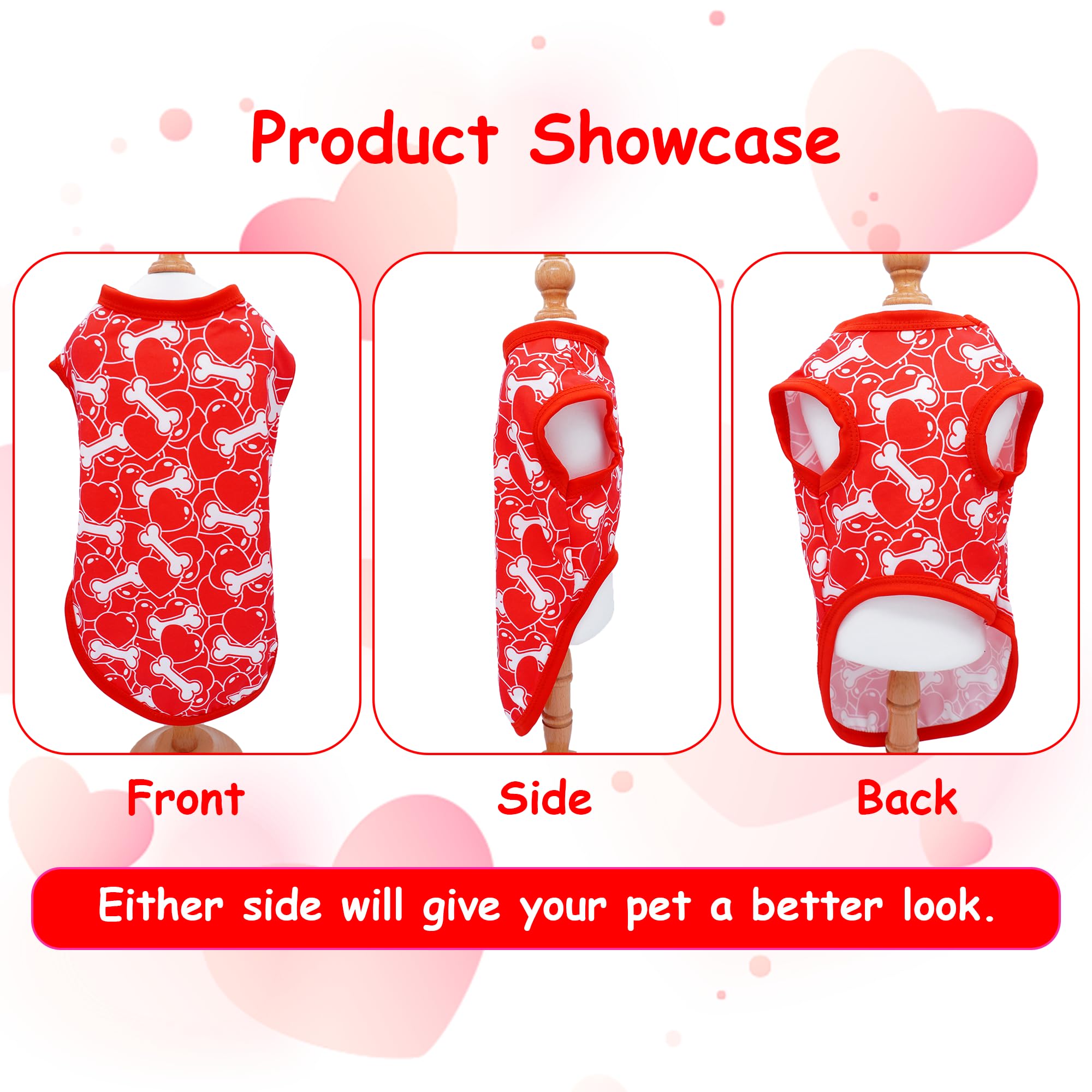 Jpgdn Valentines Dog Shirts For Xxxl Girl Boy Male Female Sleeveless Tank Top Tee Vest T-Shirts Black Red Outfit Pack Of 2