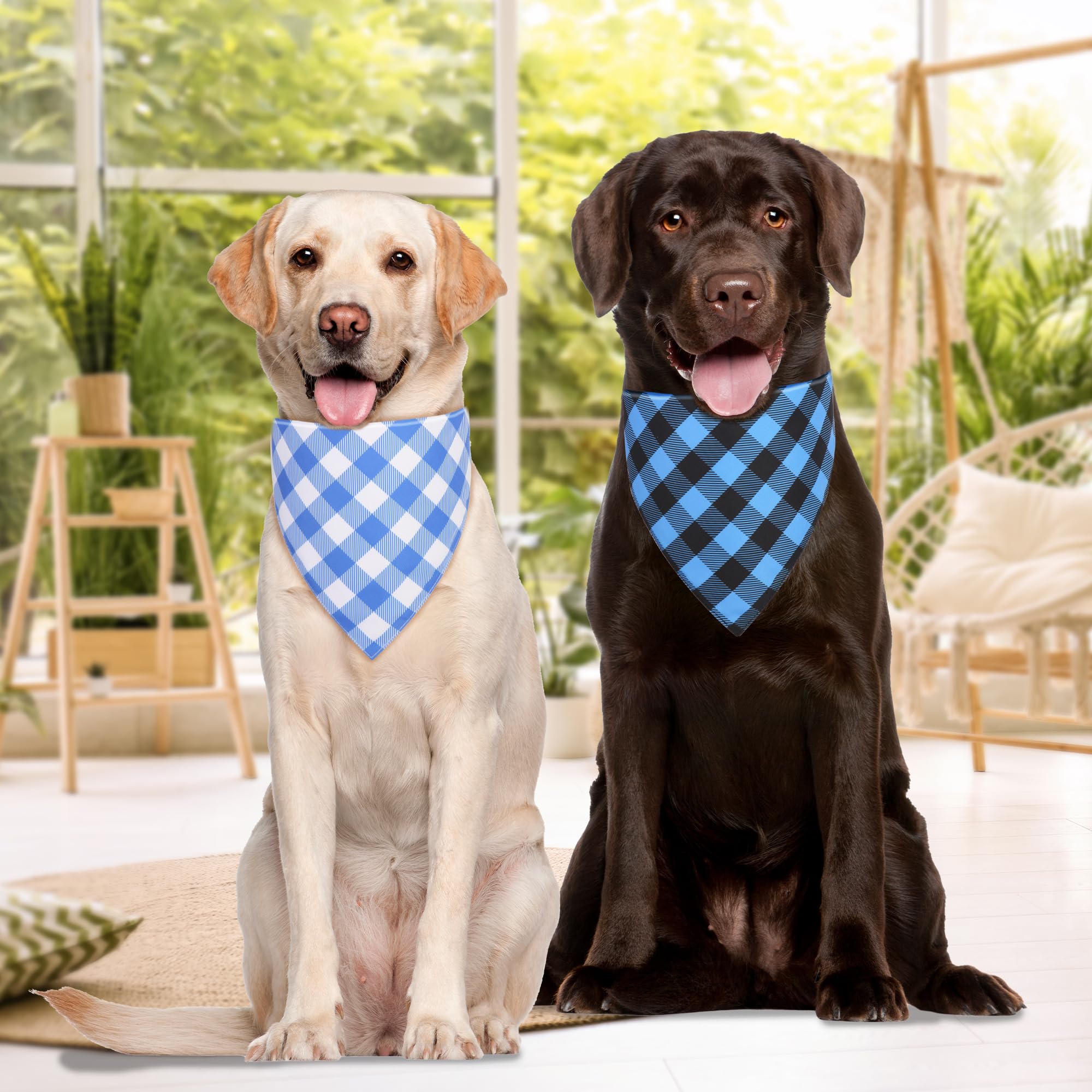 Ququle Dog Bandana Boy Small 2Pcs, Blue Summer Spring Scarf, Durable Triangle Reversible Bibs Handkerchief For Puppy Pet