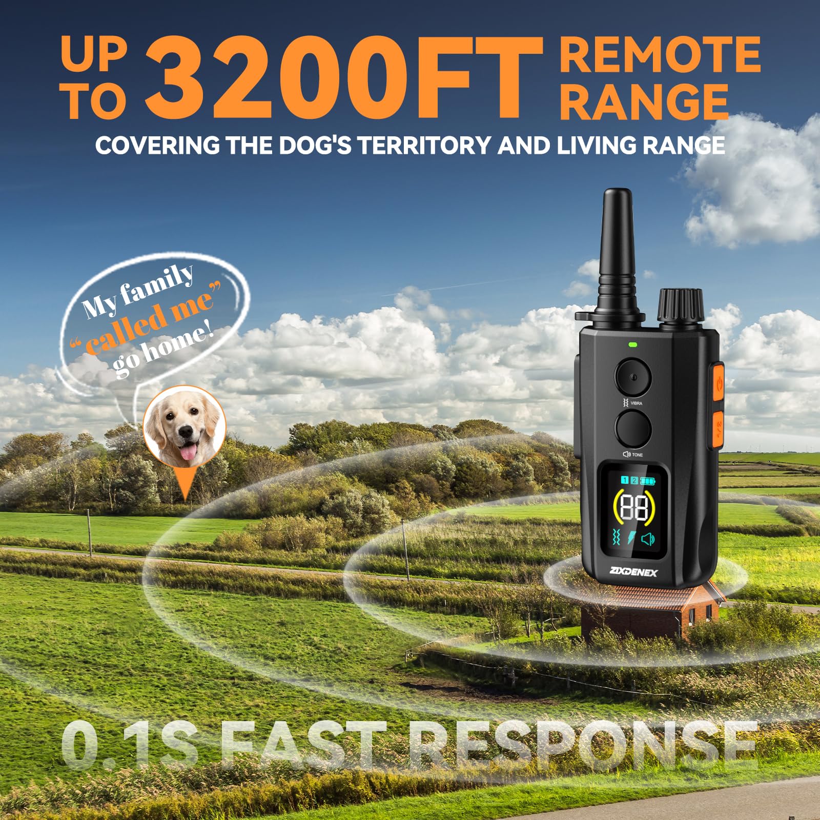 Shock Collar For Dogs, 3200Ft Dog Training Collar With Remote Control, Ipx7 Tpu Waterproof Dog Collar With Buzzer, Vibration, Sa