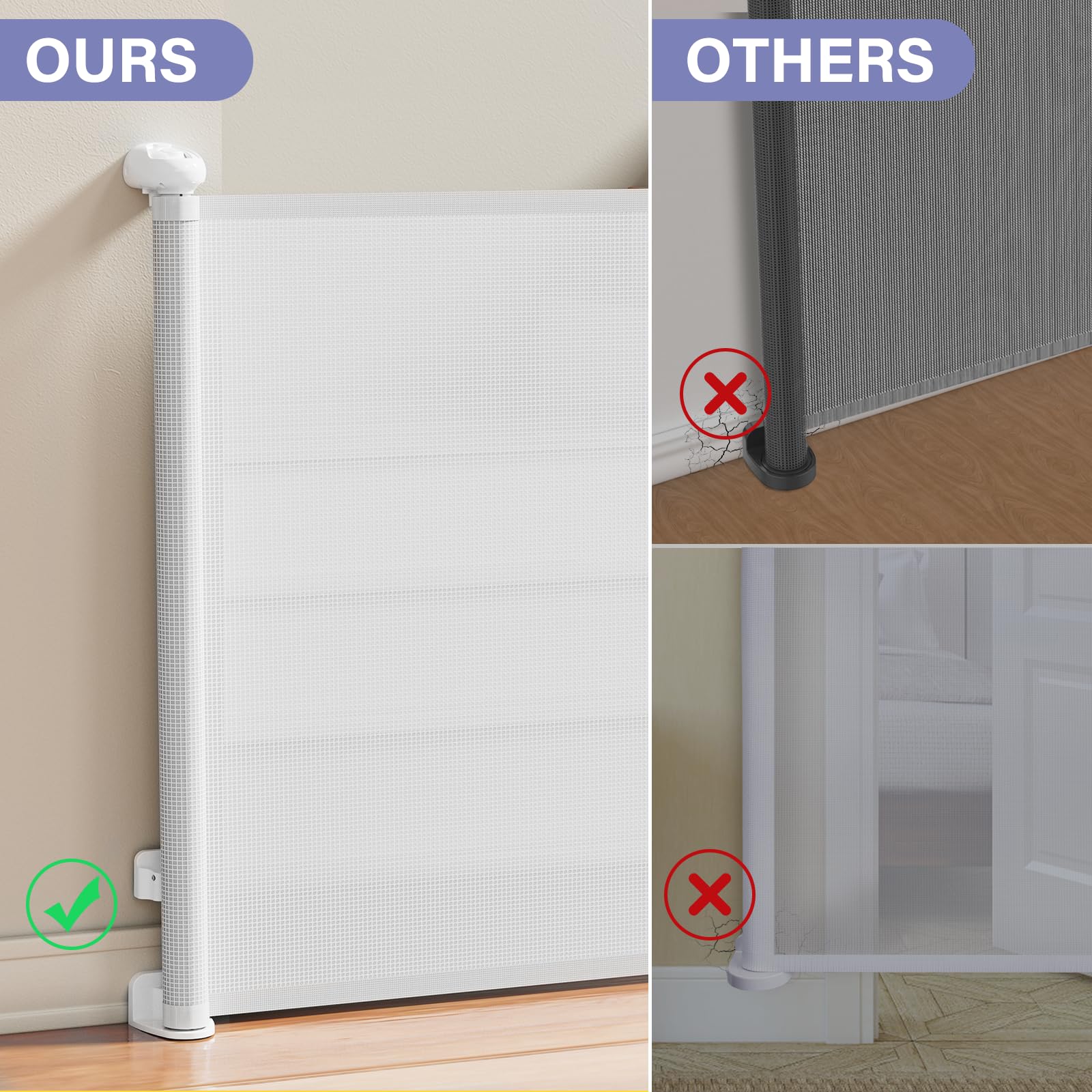 PRObebi Retractable Baby Gate - Extra Wide 54" x 34" Tall, Iron, A-white, Model SG018 for Indoor/Outdoor Use