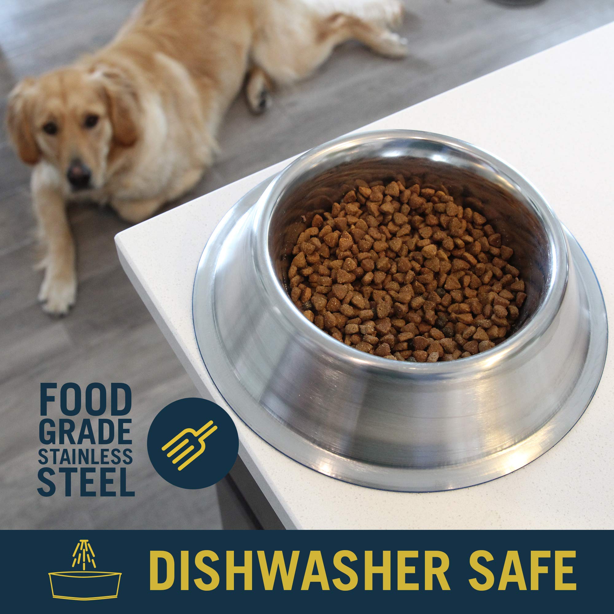 OurPets DuraPet Premium Dishwasher Safe Stainless Steel Dog Bowl for Food or Water [Multiple Sizes for Small to Large Dogs] in T