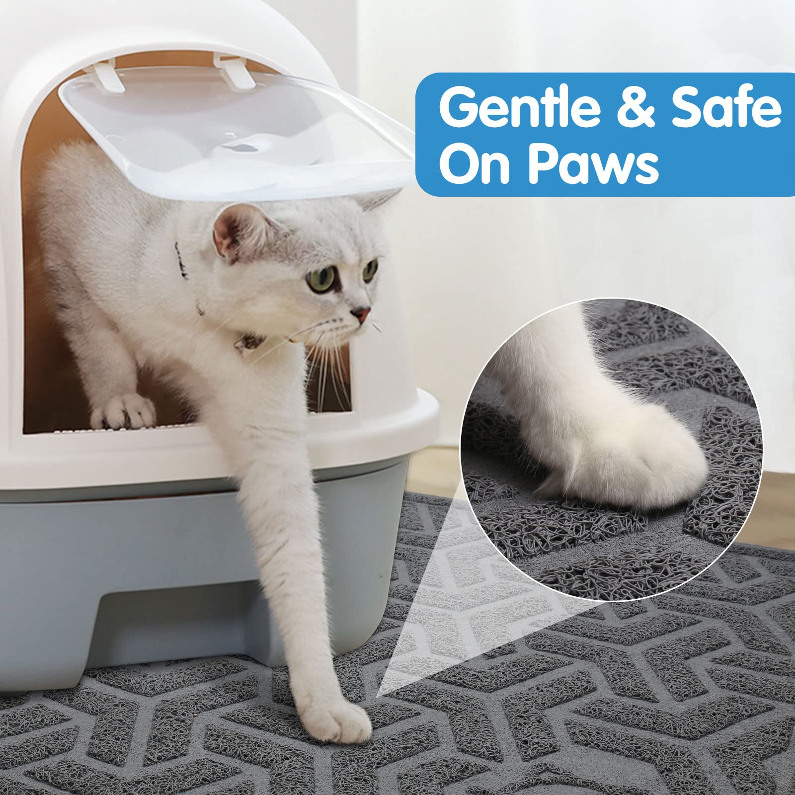 Upsky Cat Litter Mat, Litter Trapping Mat Soft On Kitty Paws, Durable Large Litter Box Mat 46 X 35 Inches Scatter Control For Cat Litter, Waterproof And Non-Slip Cat Mat.