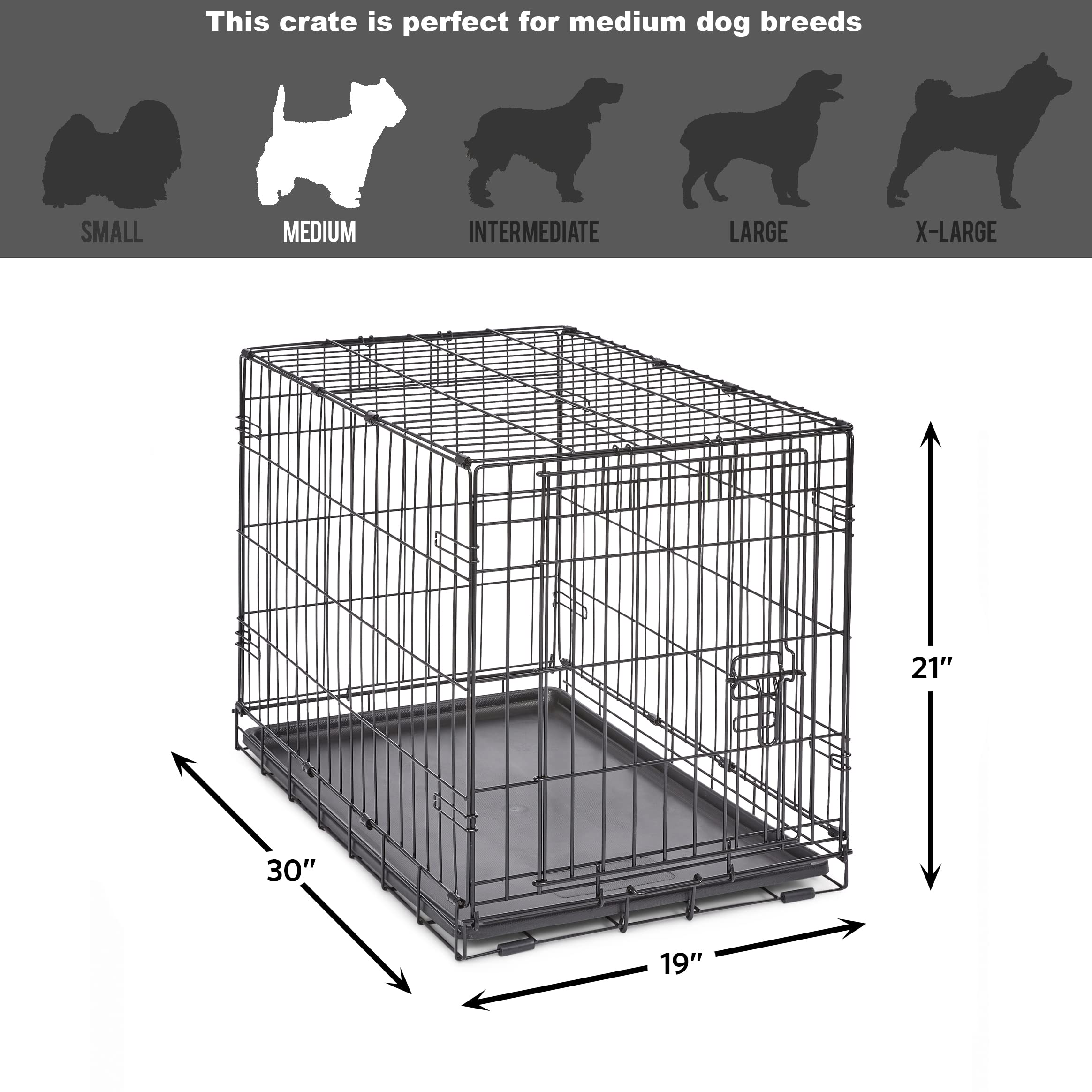 New World Newly Enhanced Singledoor New World Dog Crate, Includes Leak-Proof Pan, Floor Protecting Feet, & New Patented Features, 30 Inch