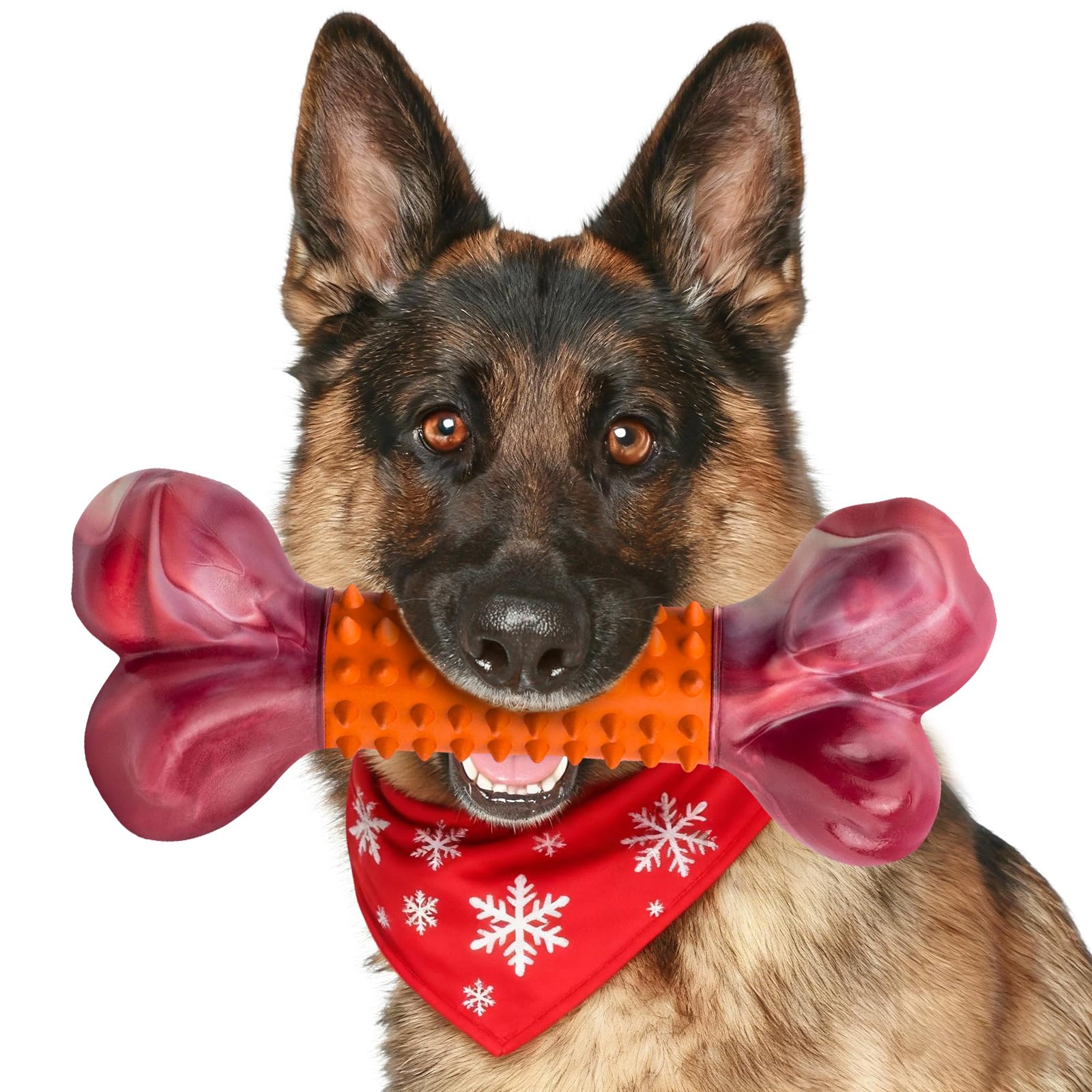 Apasiri Dog Toys for Aggressive Chewers Peanut Butter Flavored, 8 Tough Dog Chew Bone, Nylon & Rubber Chew Toy, Dog Bone Toy for