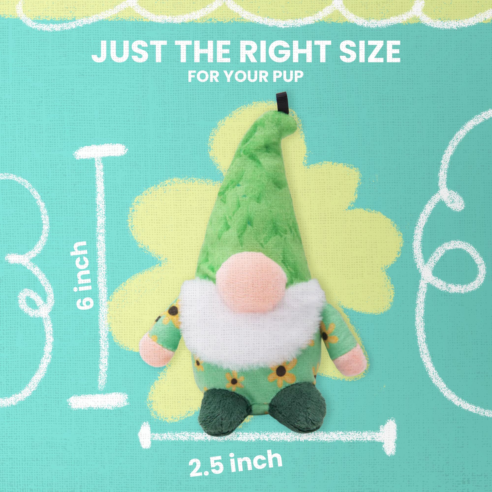Snugarooz Baby Meadow Gnome Dog Toy With Repair Patch – Eco-Friendly - Crinkle & Squeaky Fun - Perfect For Small Dogs - Made From Recycled Materials