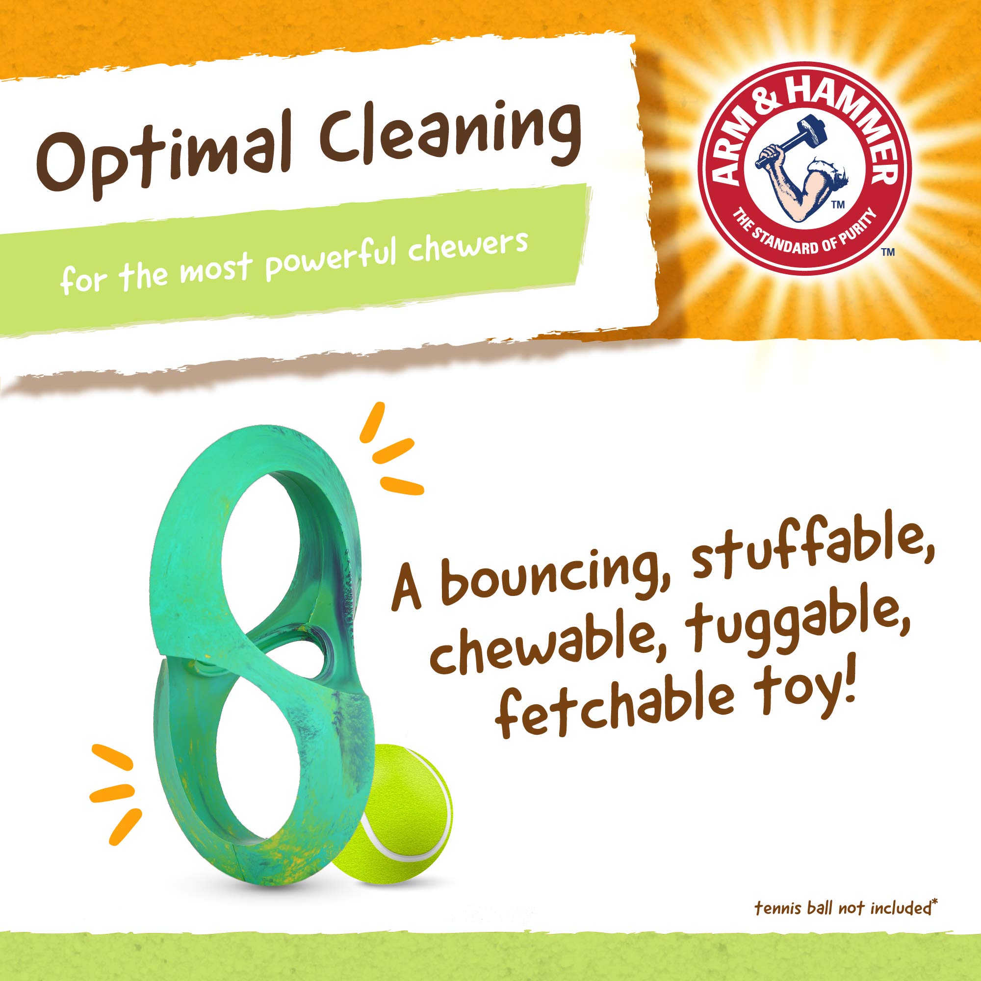 Arm & Hammer For Pets Rock-N-Roller Stuffable Dental Chew Toy For All Breed Sizes, Perfect Fit For Tennis Ball, Dog Chew Toy For